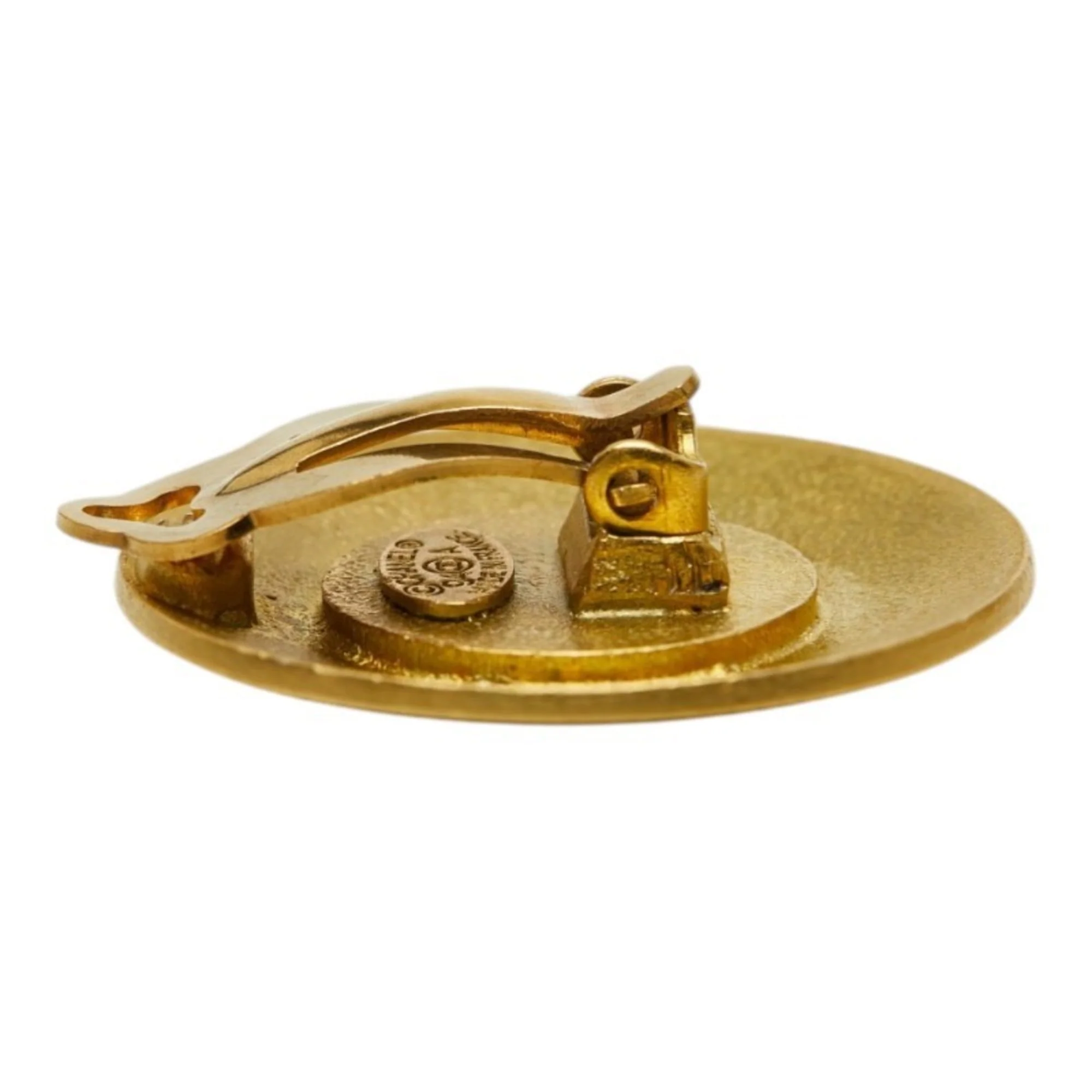 CC Logo Round Clip-On Earrings Gold-Tone Metal Gold-Tone Metal - Image 4
