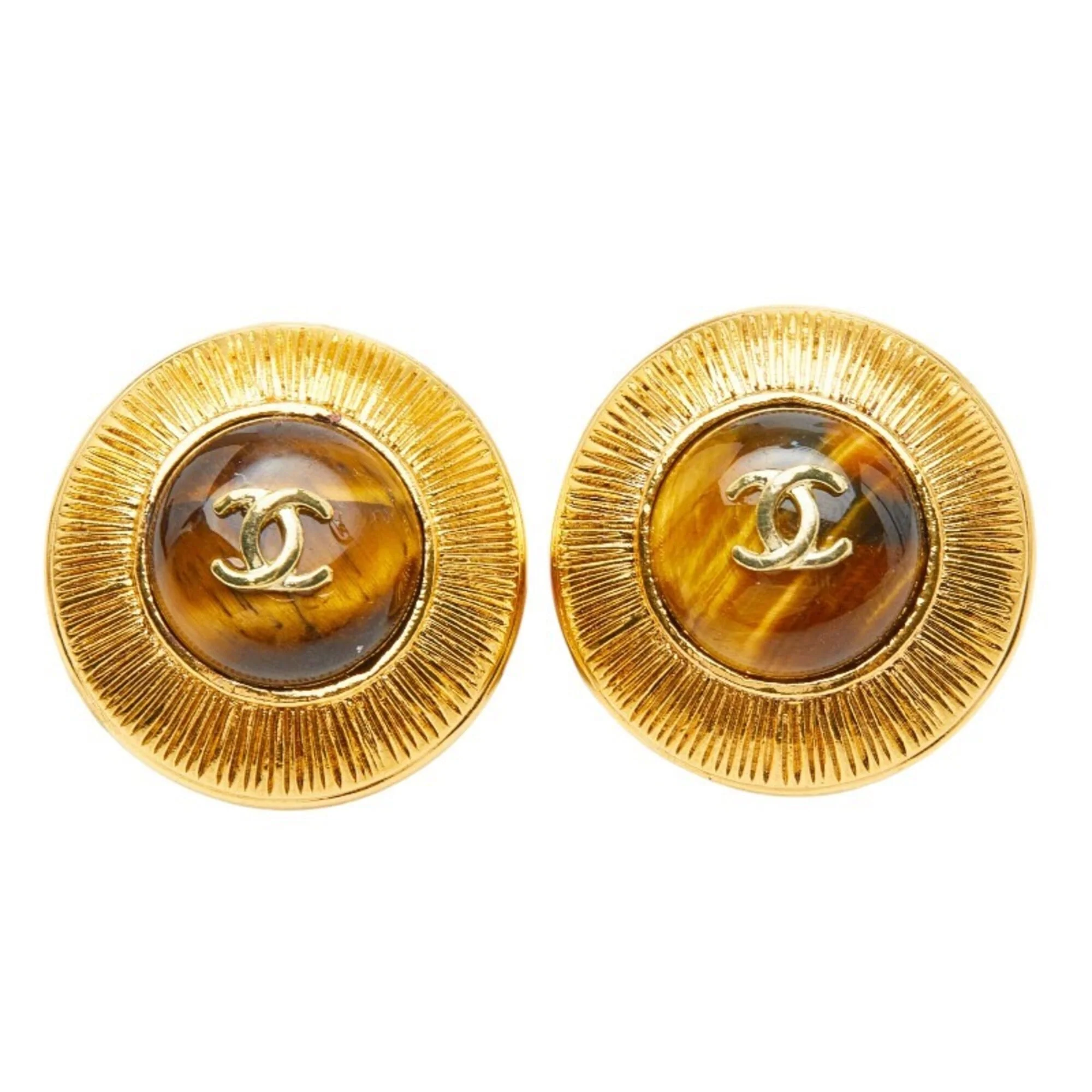 CC Logo Round Clip-On Earrings Gold-Tone Metal Gold-Tone Metal - Image 2