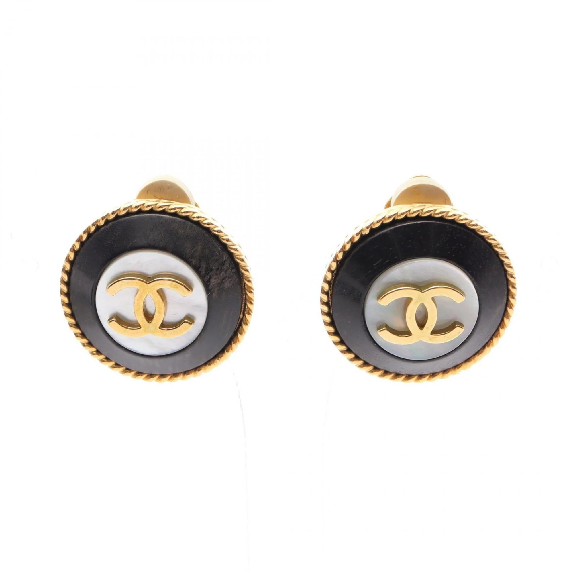 CC Logo Round Clip-On Earrings Metal