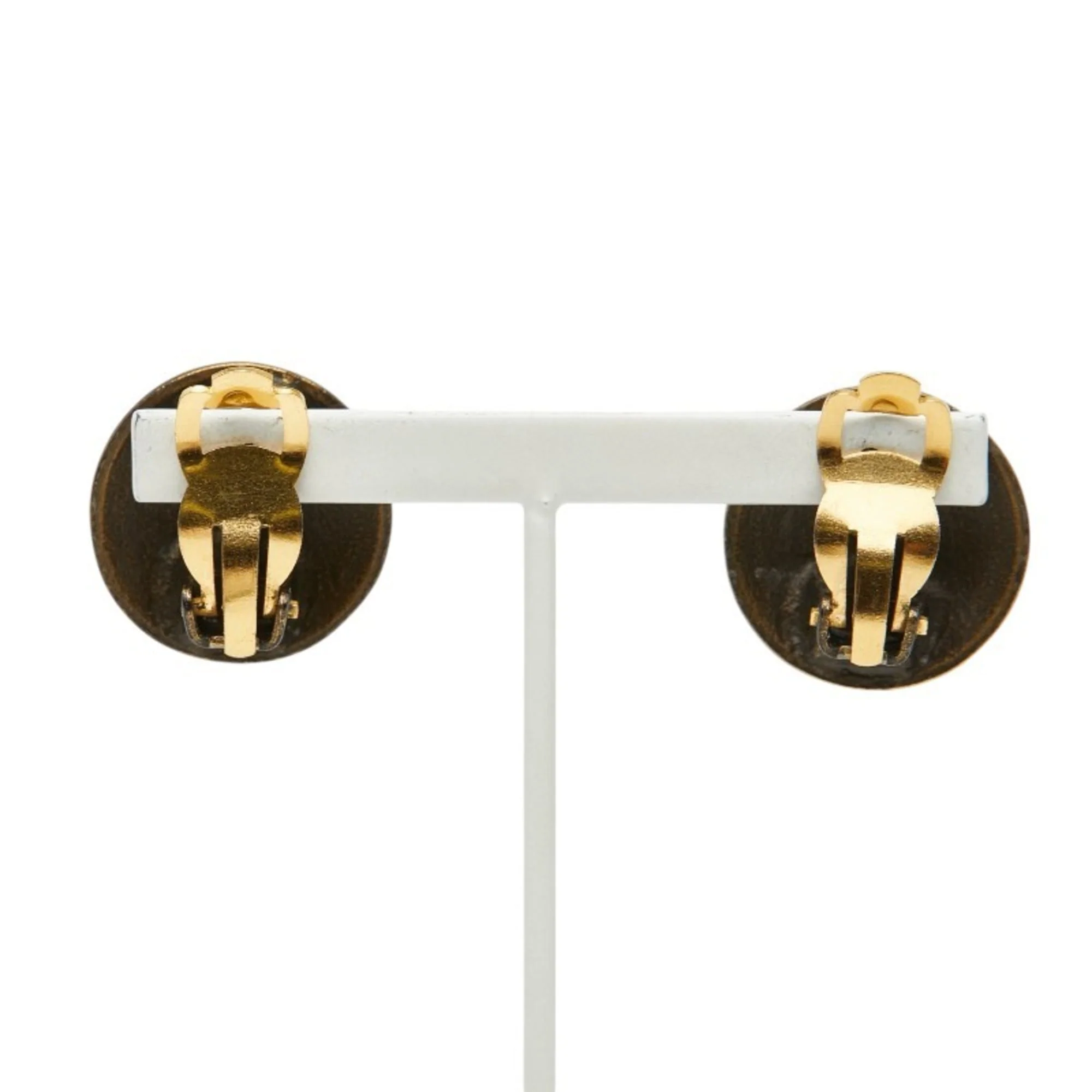 CC Logo Round Clip-On Earrings Metal Gold-Tone Metal - Image 3