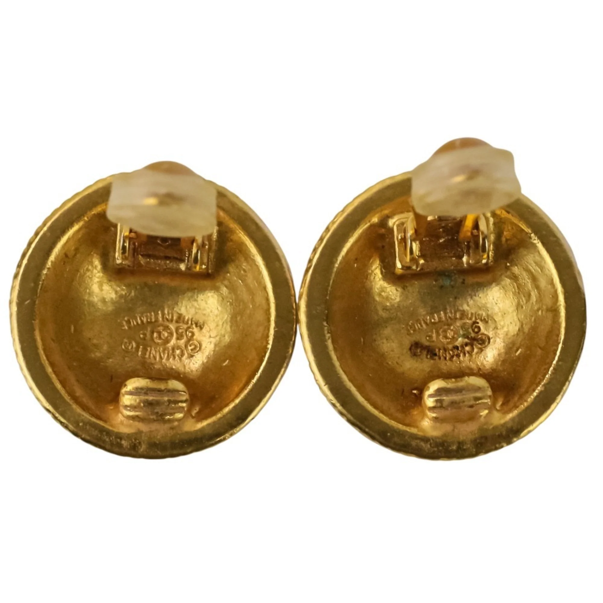 CC Logo Round Clip-On Earrings Metal Gold-Tone Metal - Image 5