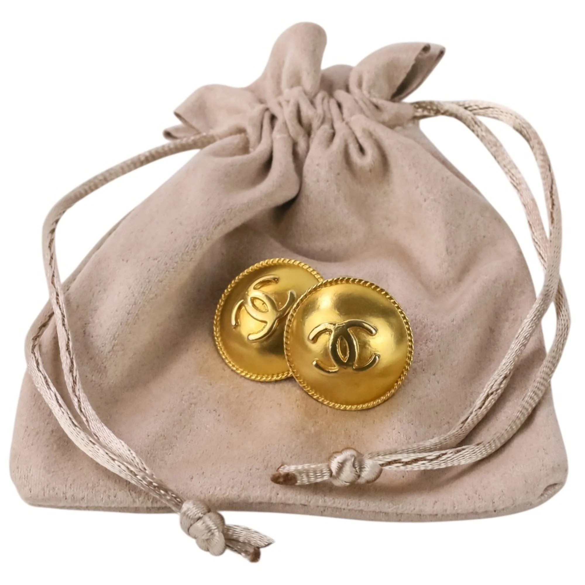 CC Logo Round Clip-On Earrings Metal Gold-Tone Metal - Image 8
