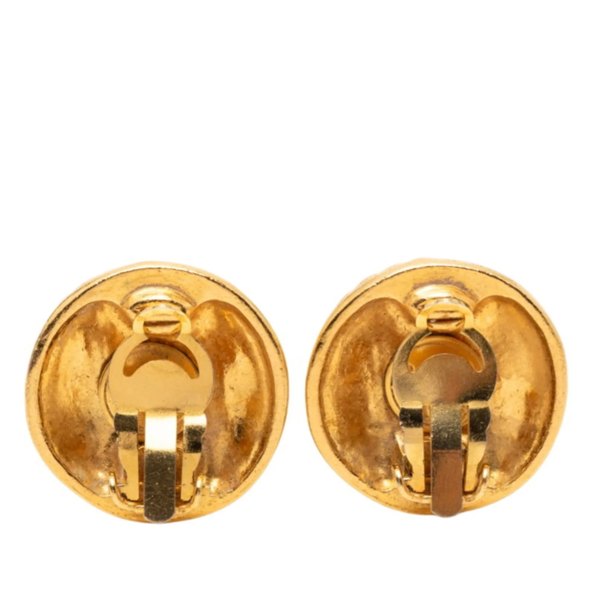 CC Logo Round Clip-On Earrings Metal Gold-Tone Metal - Image 2