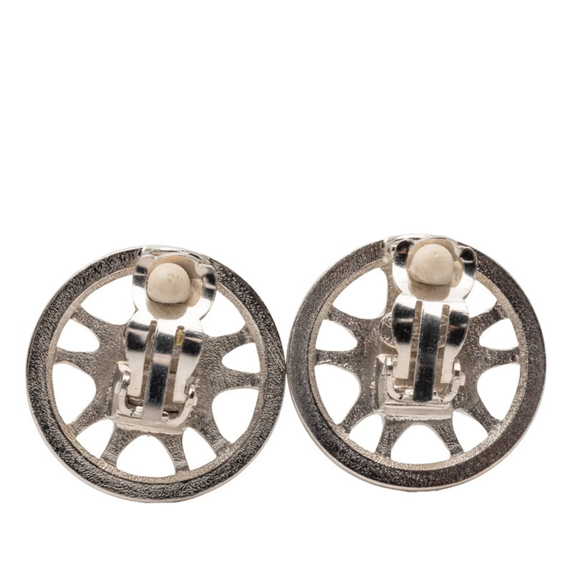 CC Logo Round Clip-On Earrings Silver-Tone Metal Silver-Tone Metal - Image 2