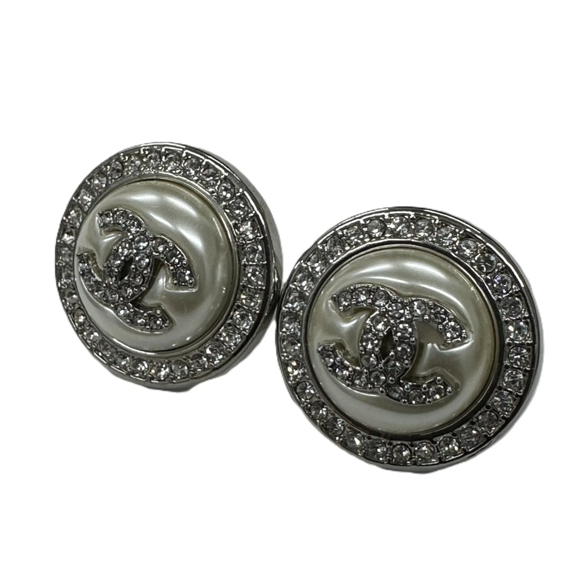 CC Logo Round Earrings Sterling Silver Silver-Tone Metal - Image 2