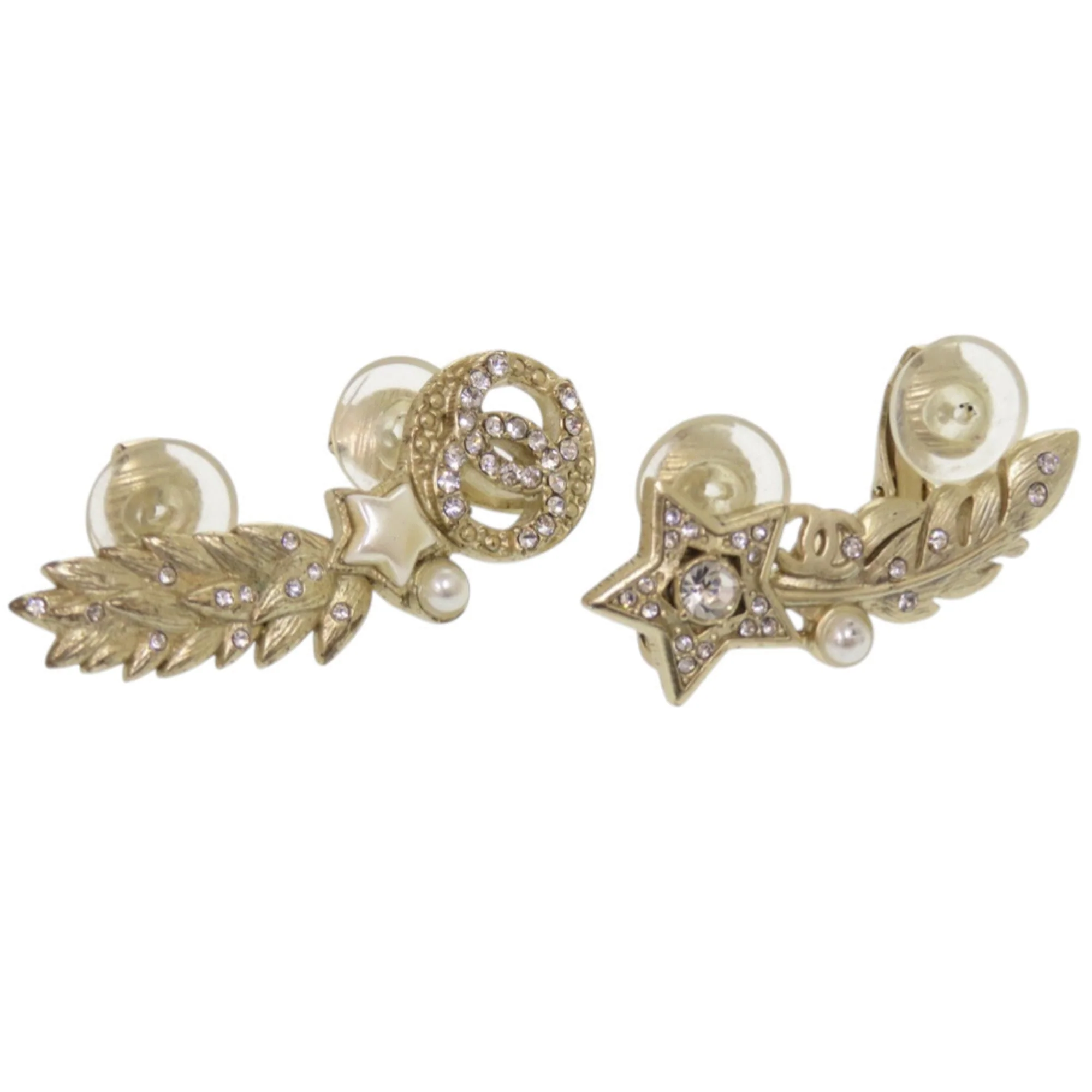 CC Logo Star Clip-On Earrings Gold-Tone Metal