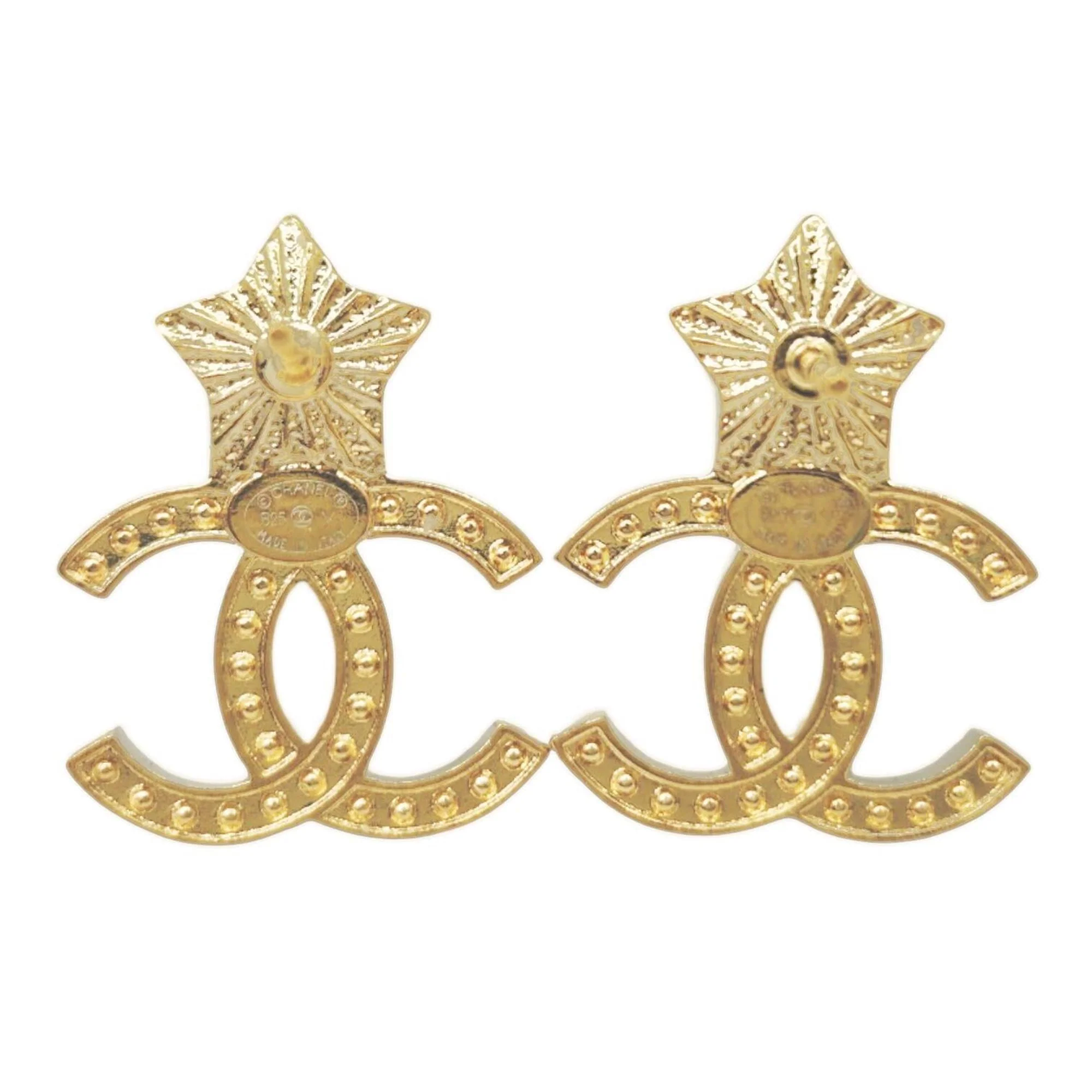 CC Logo Star Earrings Gold-Tone Metal Gold-Tone Metal - Image 4