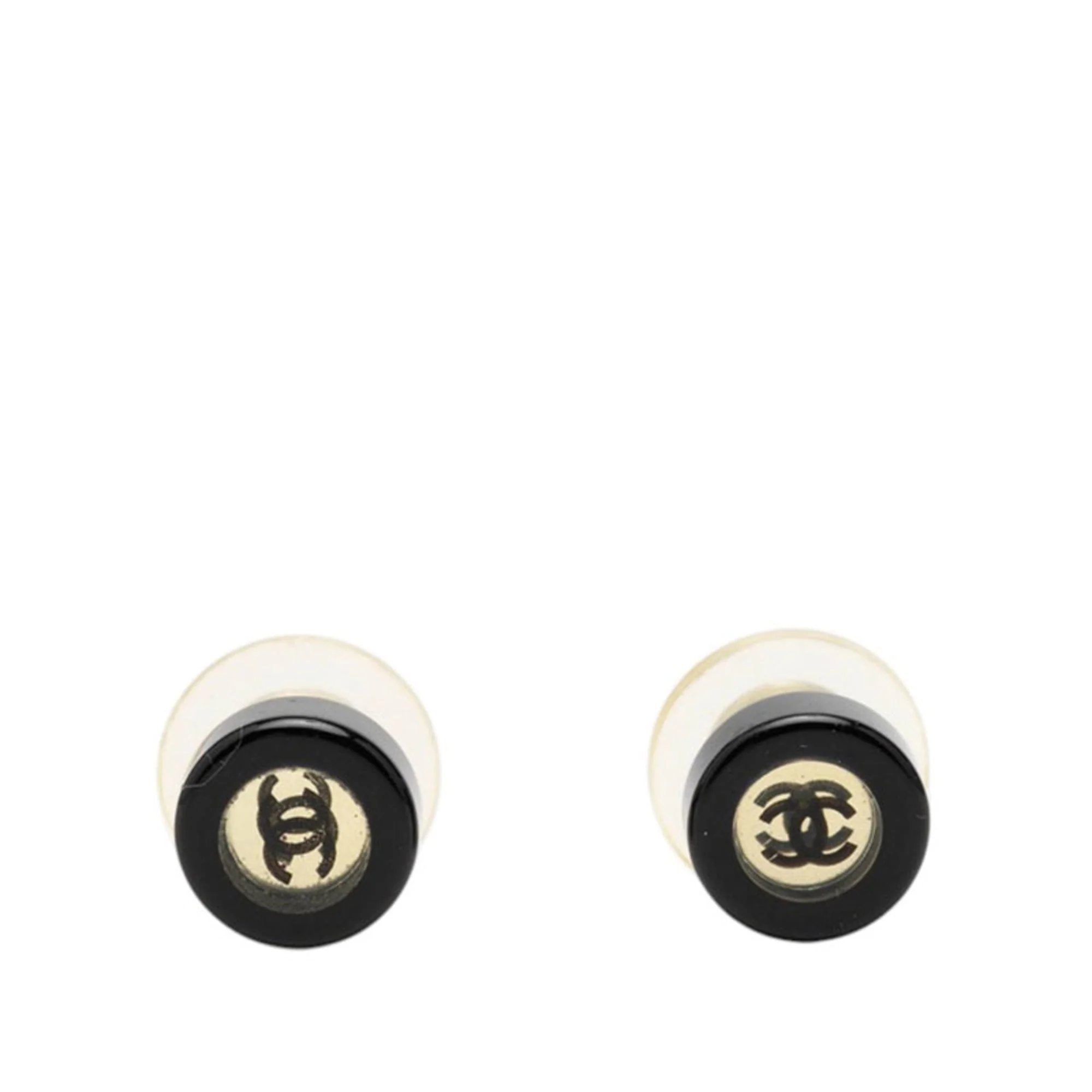 CC Logo Stud Earrings Silver-Tone Metal