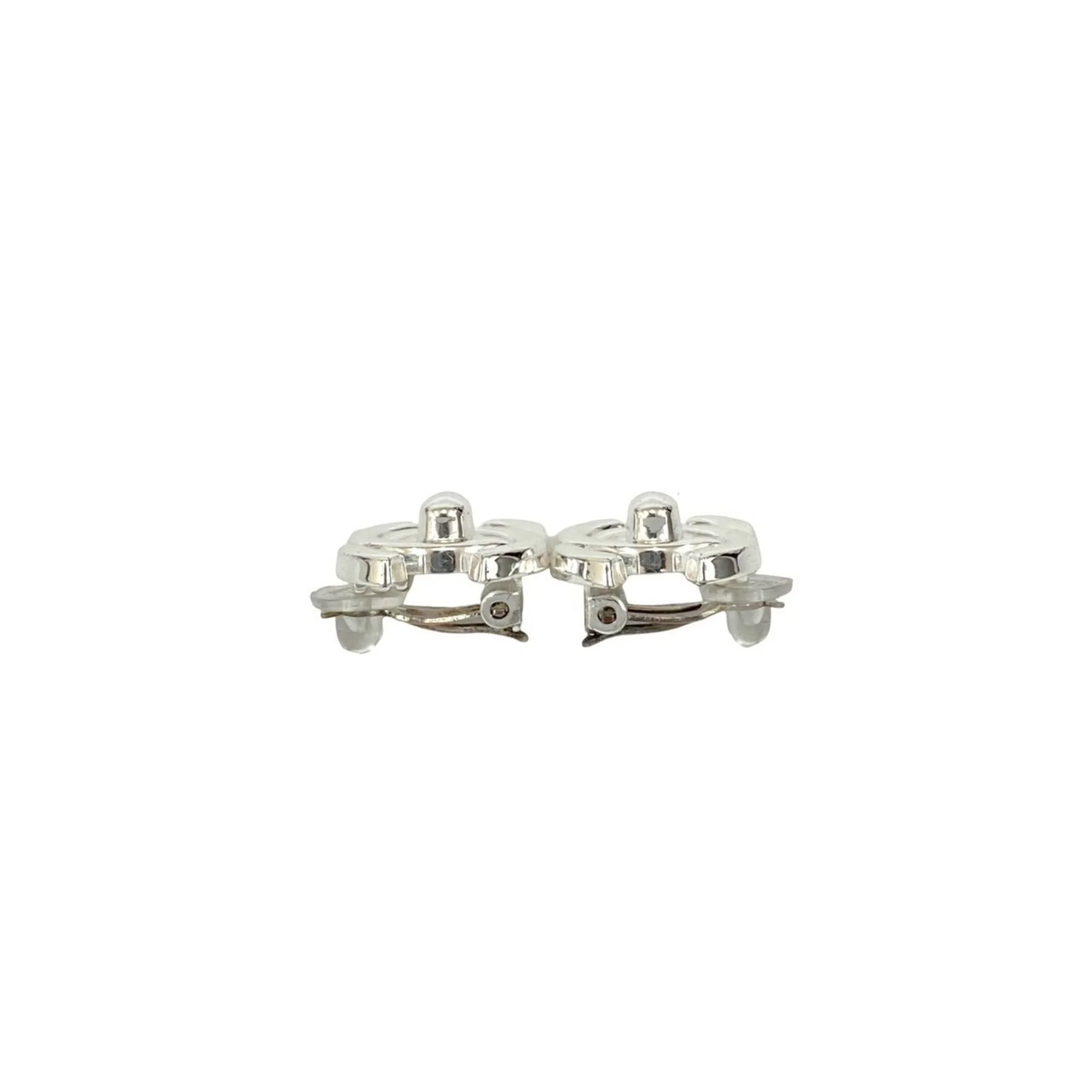 CC Logo Turnlock Clip-On Earrings Sterling Silver Silver-Tone Metal - Image 4