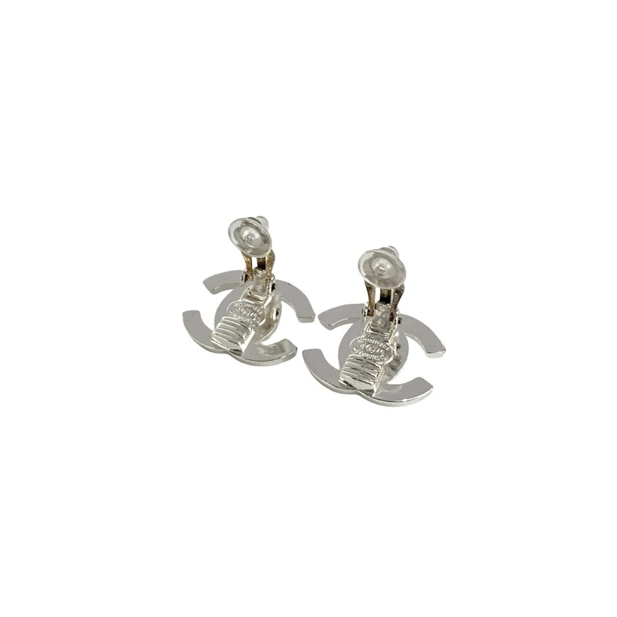 CC Logo Turnlock Clip-On Earrings Sterling Silver Silver-Tone Metal - Image 7