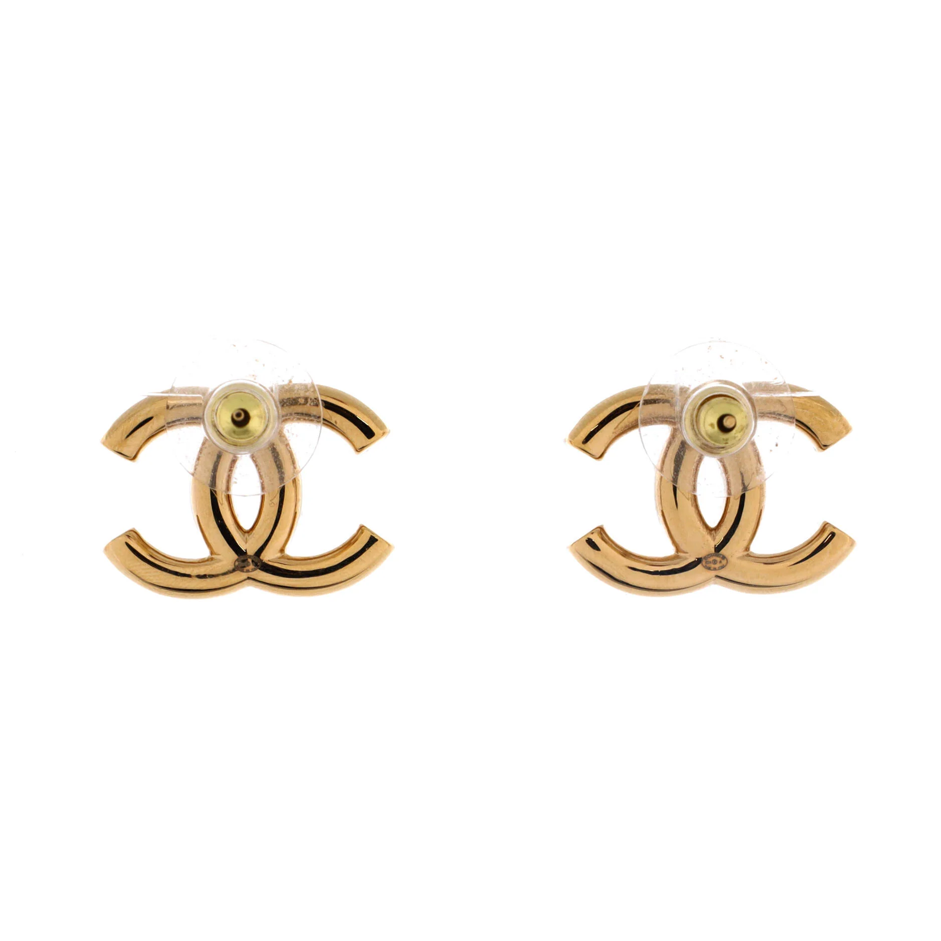 CC Stud Earrings Faux Pearls and Crystal Embellished Metal - Image 3