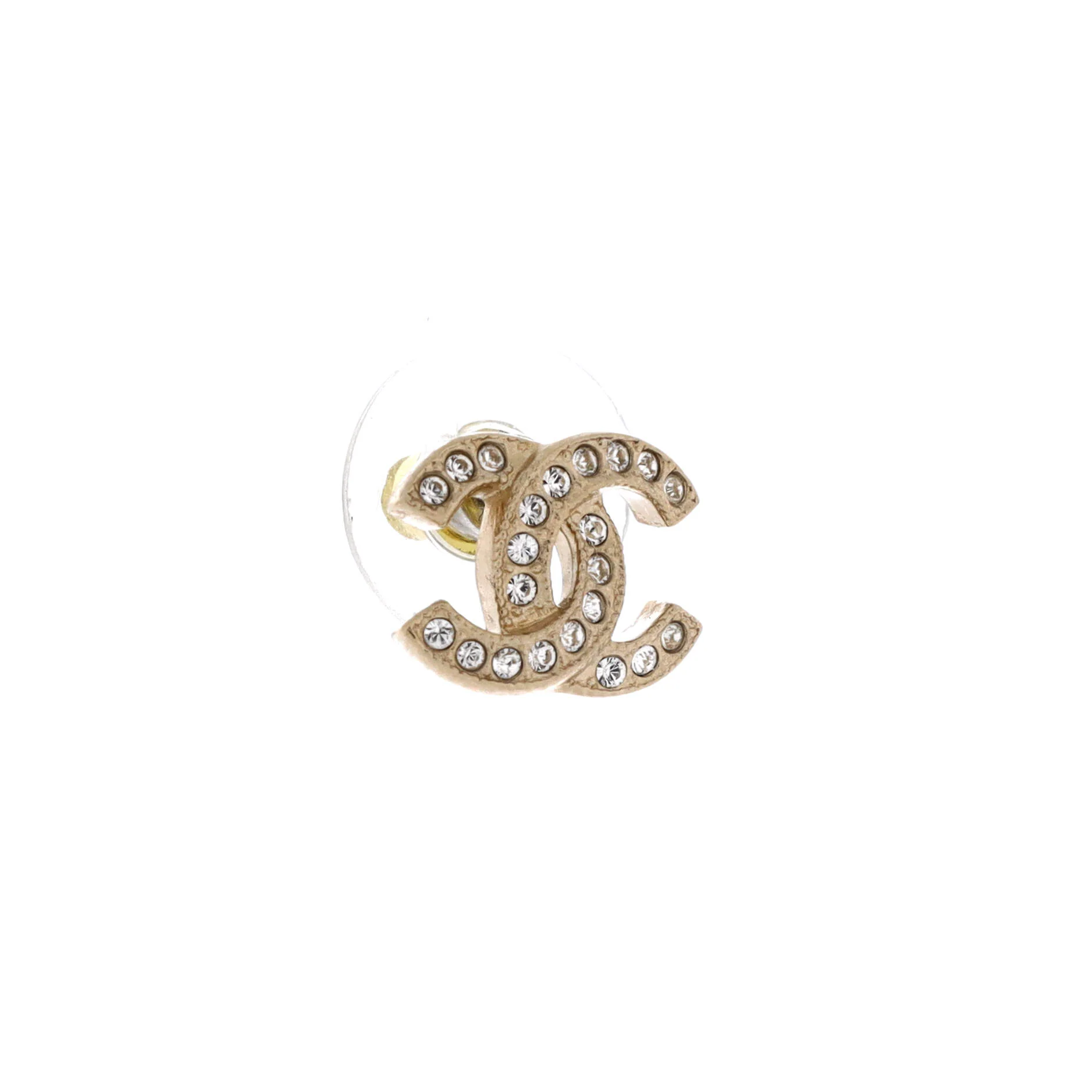 CC Stud Earrings Metal with Crystals - Image 2