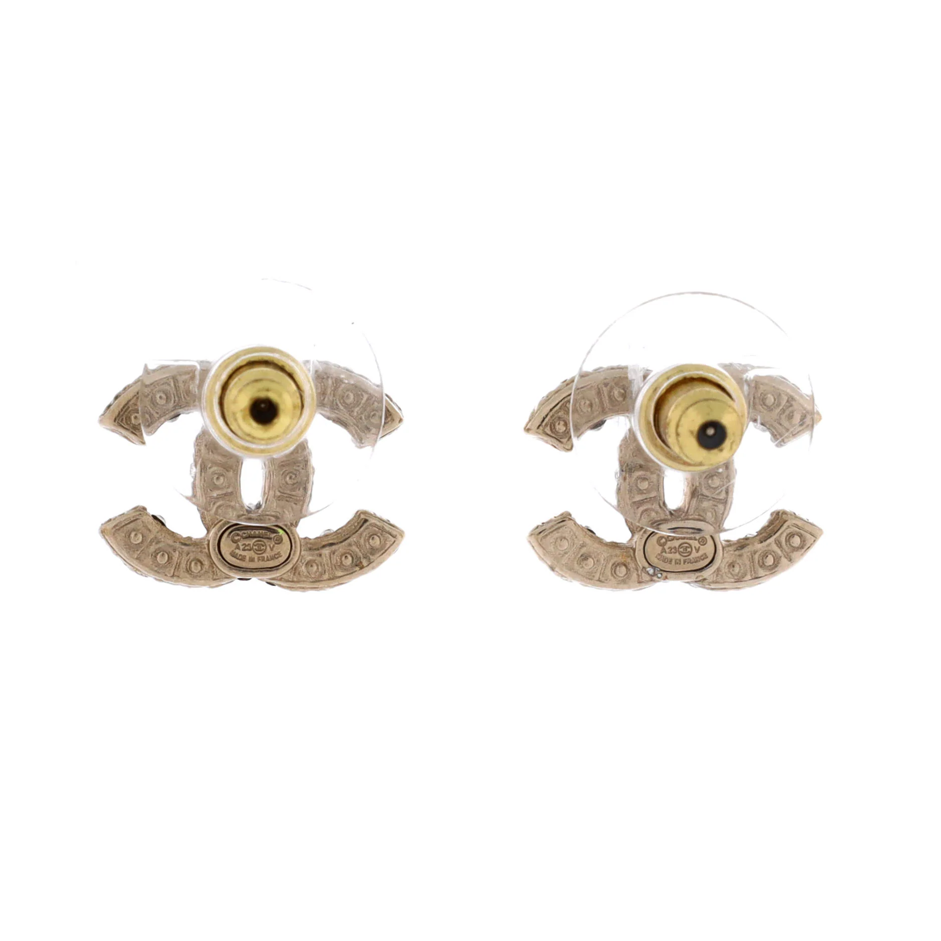 CC Stud Earrings Metal with Crystals - Image 2