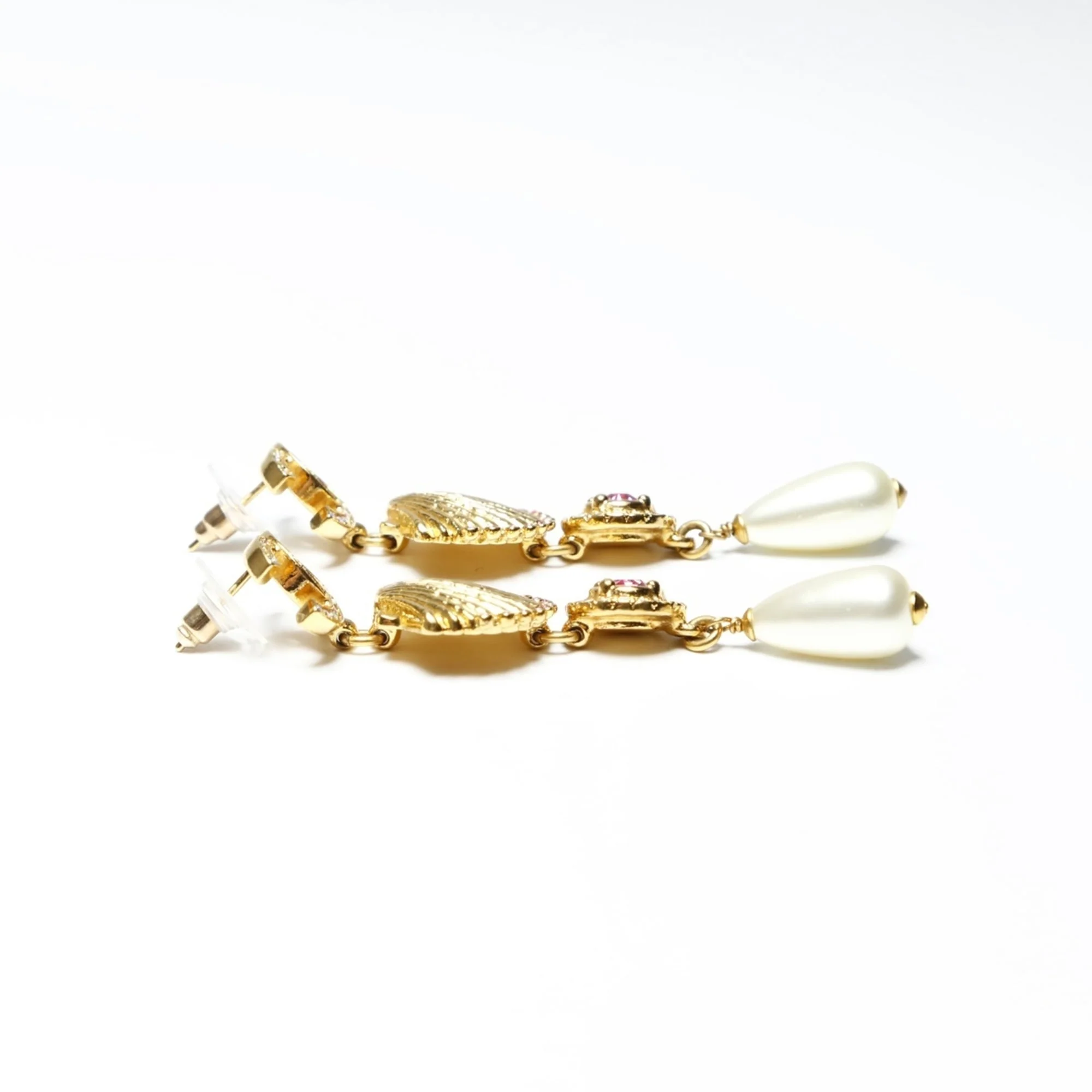 Earrings Pearl Gold-Tone Metal - Image 3