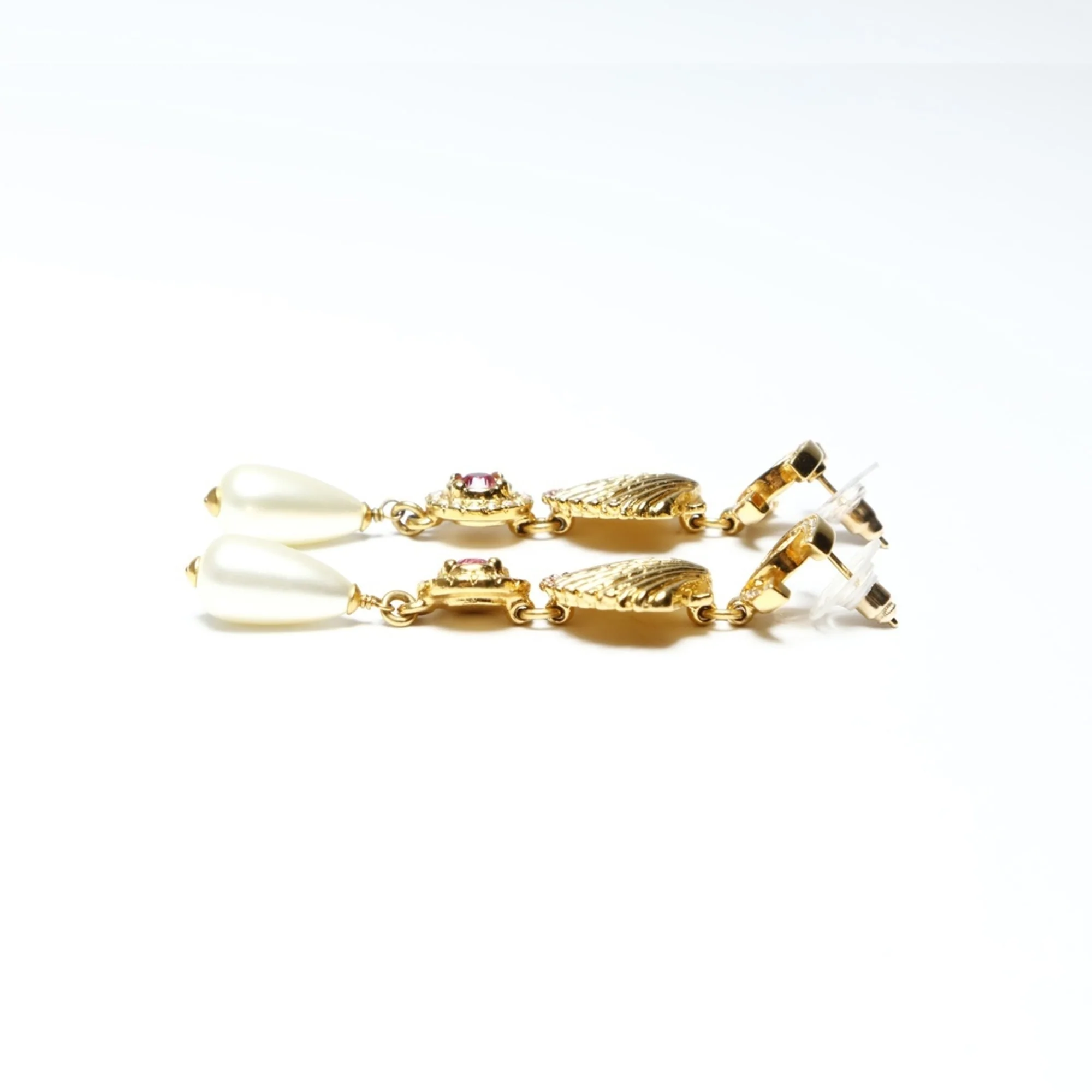 Earrings Pearl Gold-Tone Metal - Image 4