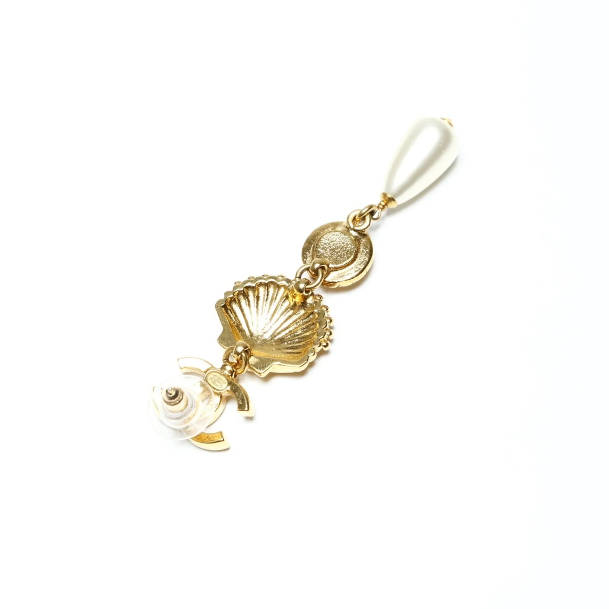 Earrings Pearl Gold-Tone Metal - Image 6