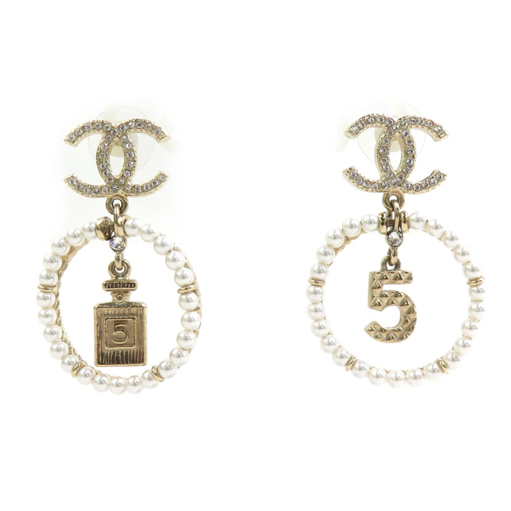 Earrings Pearl Gold-Tone Metal