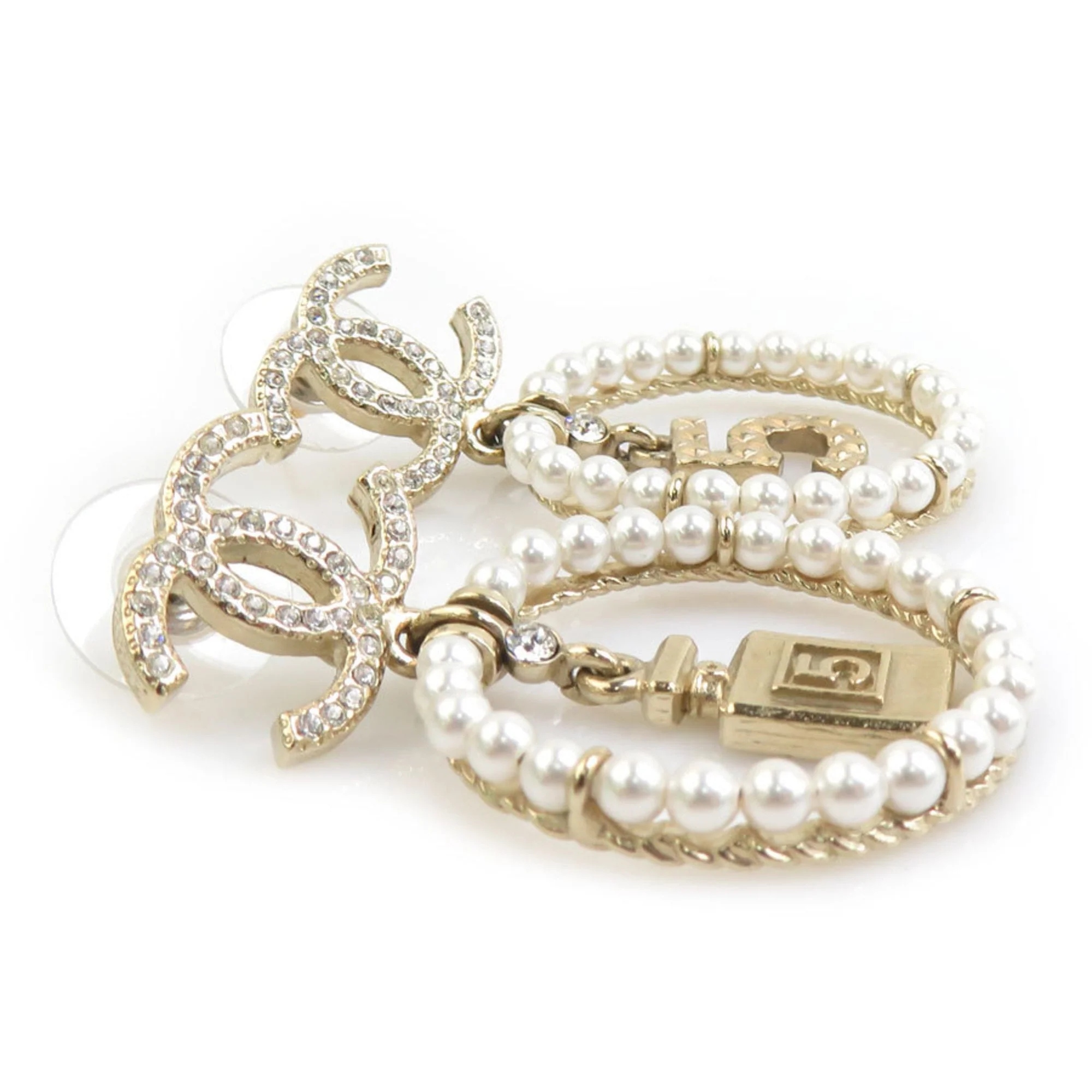 Earrings Pearl Gold-Tone Metal - Image 3