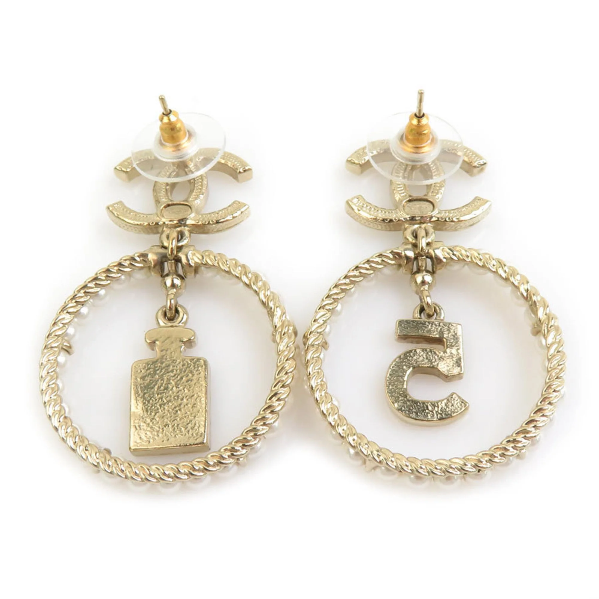 Earrings Pearl Gold-Tone Metal - Image 4