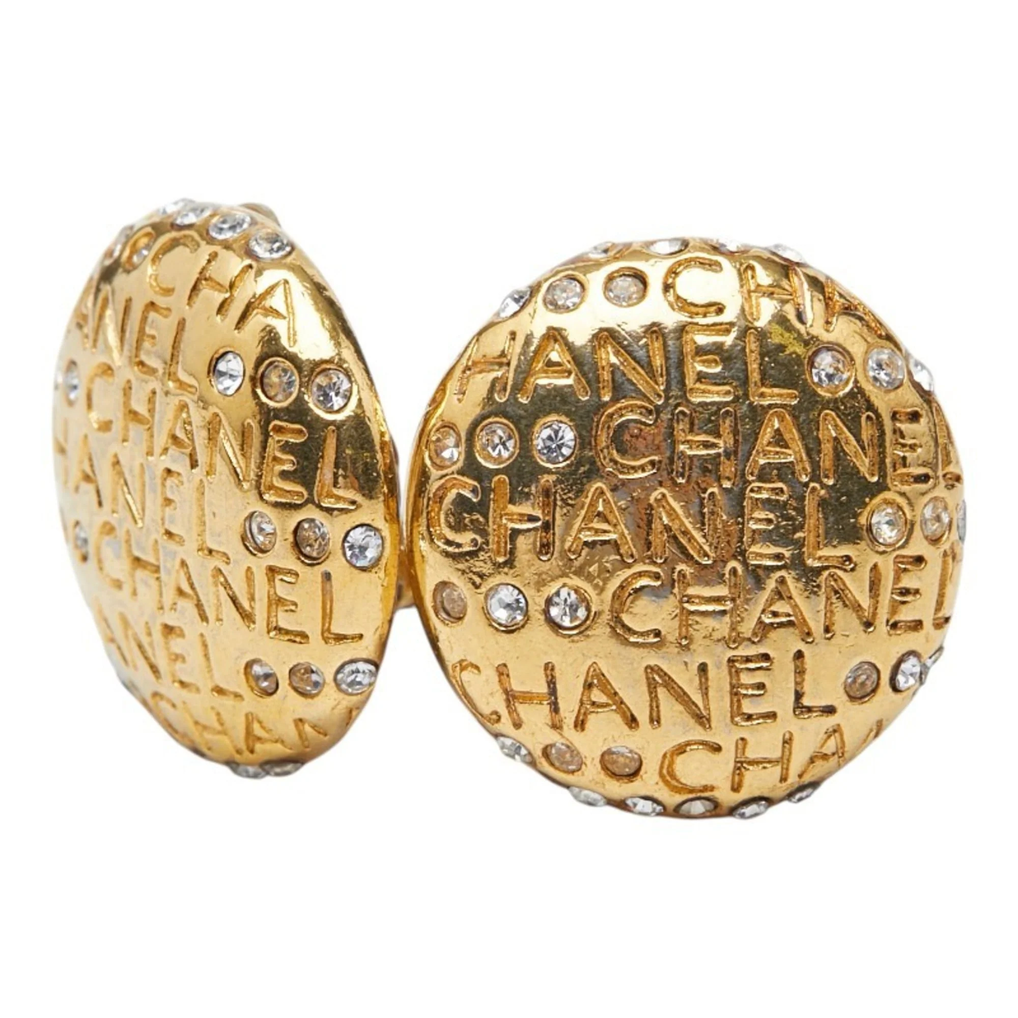 Earrings Rhinestone Gold-Tone Metal