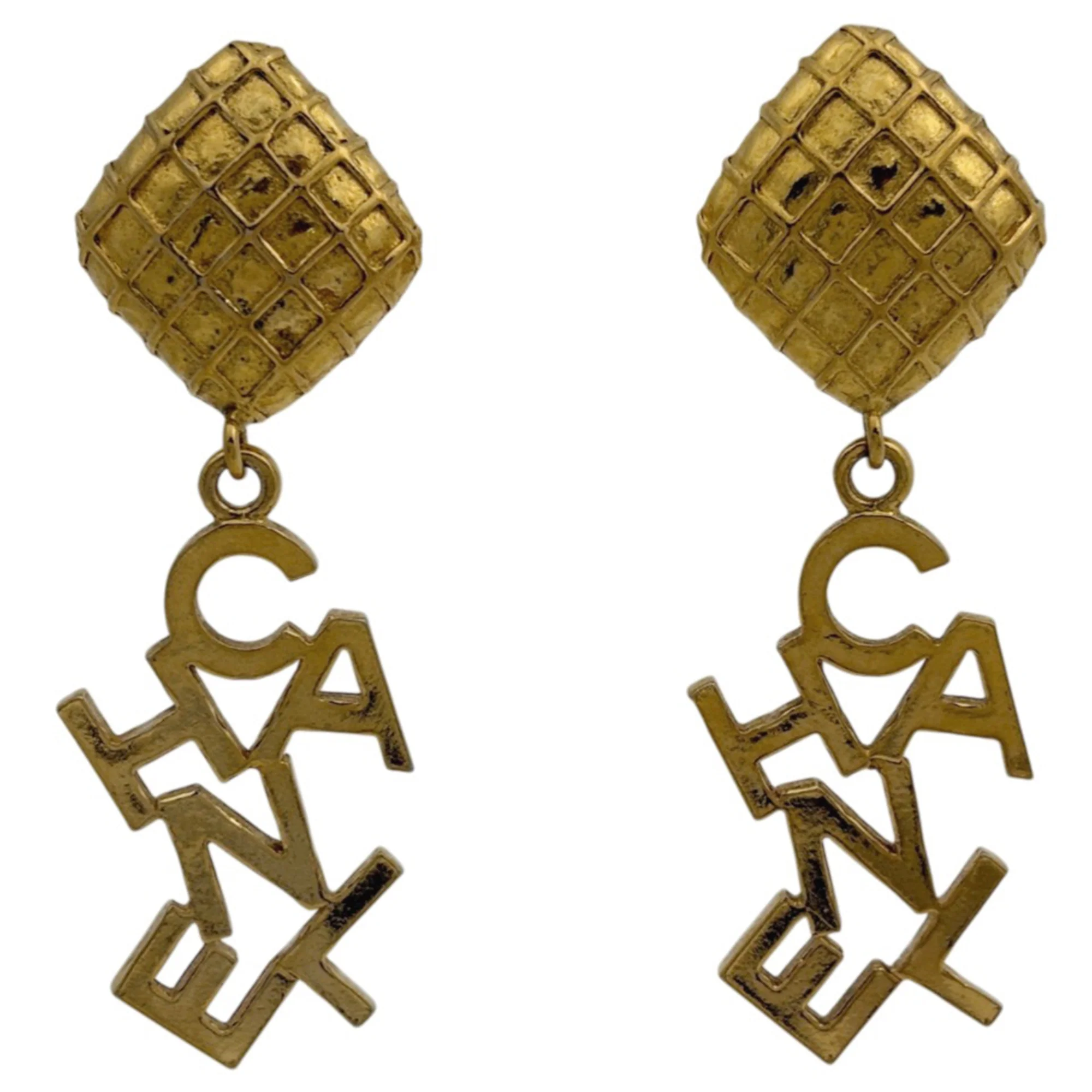 Matelasse Earrings Gold Large Gold-Tone Metal