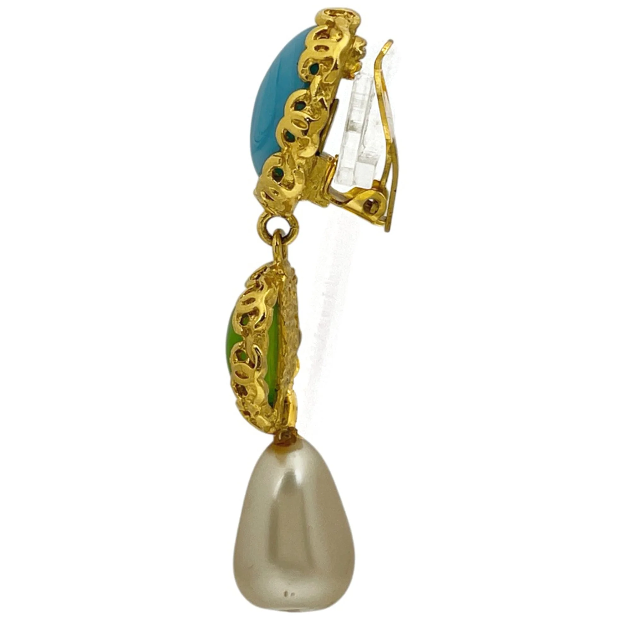 Pearl Clip-On Earrings Artificial Pearl and Gold - Image 2