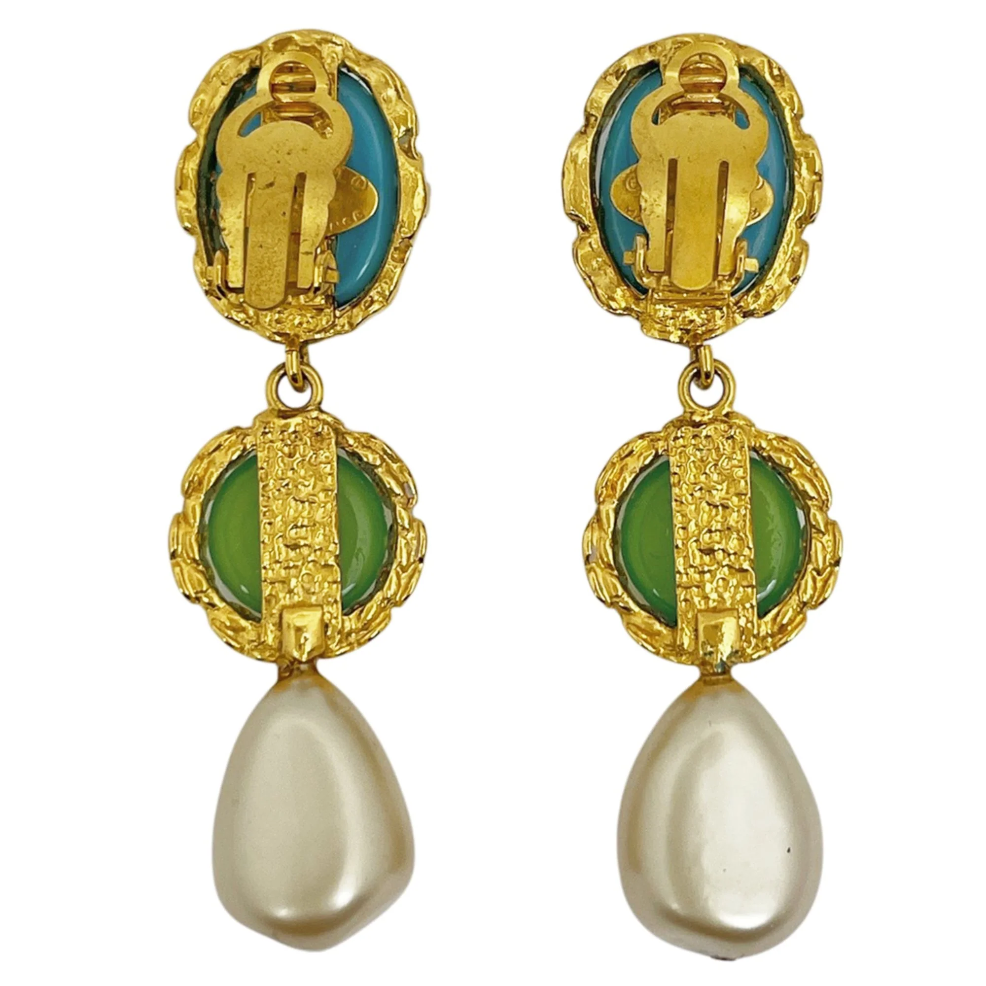 Pearl Clip-On Earrings Artificial Pearl and Gold - Image 3