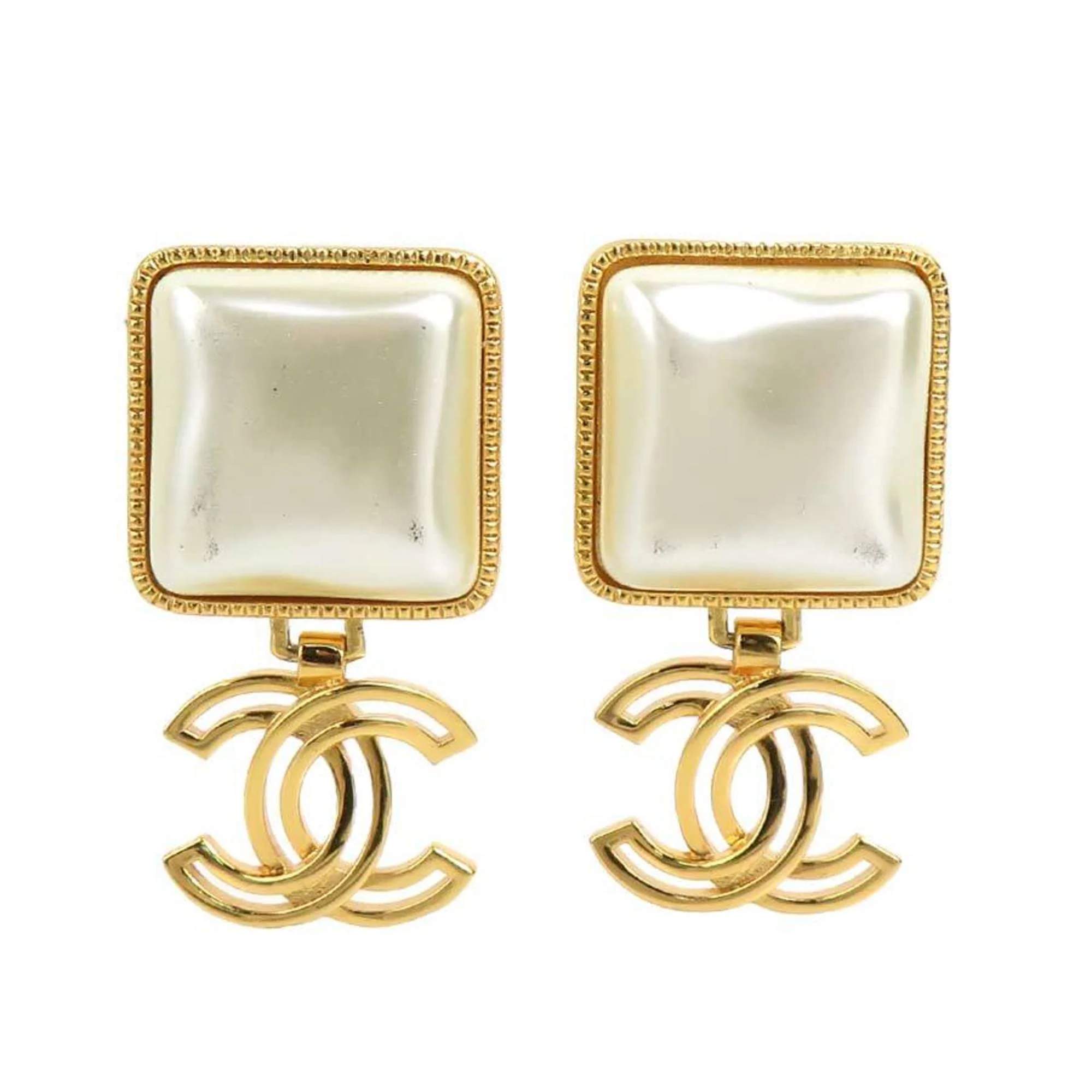Pearl Earrings Metal and Faux Pearl