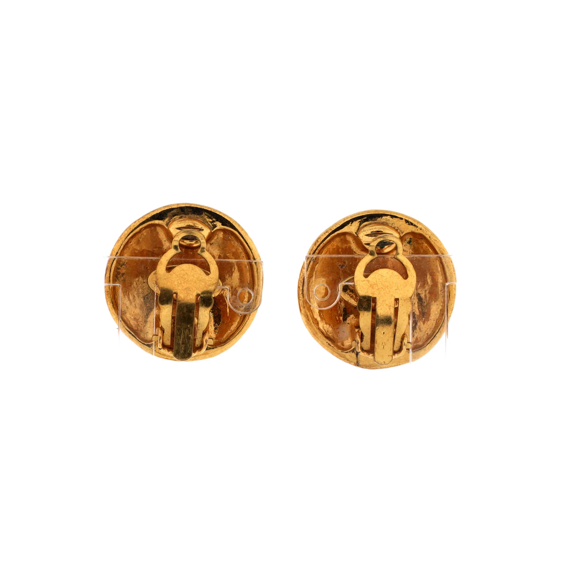 Vintage CC Round Clip-On Earrings Metal - Image 2