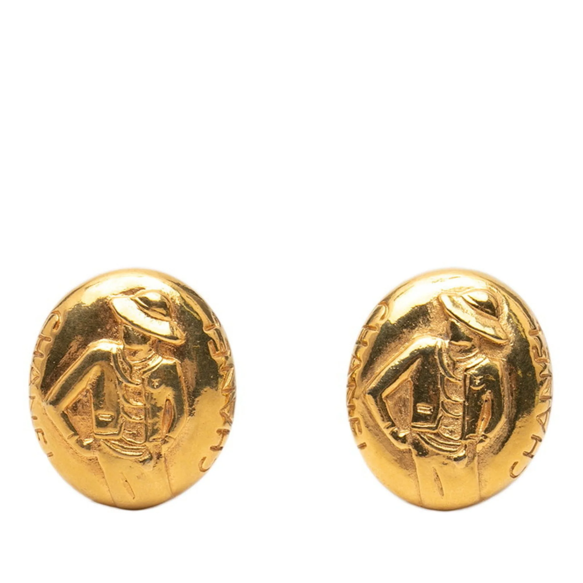 Vintage Clip-On Earrings Clip-On Gold-Tone Metal