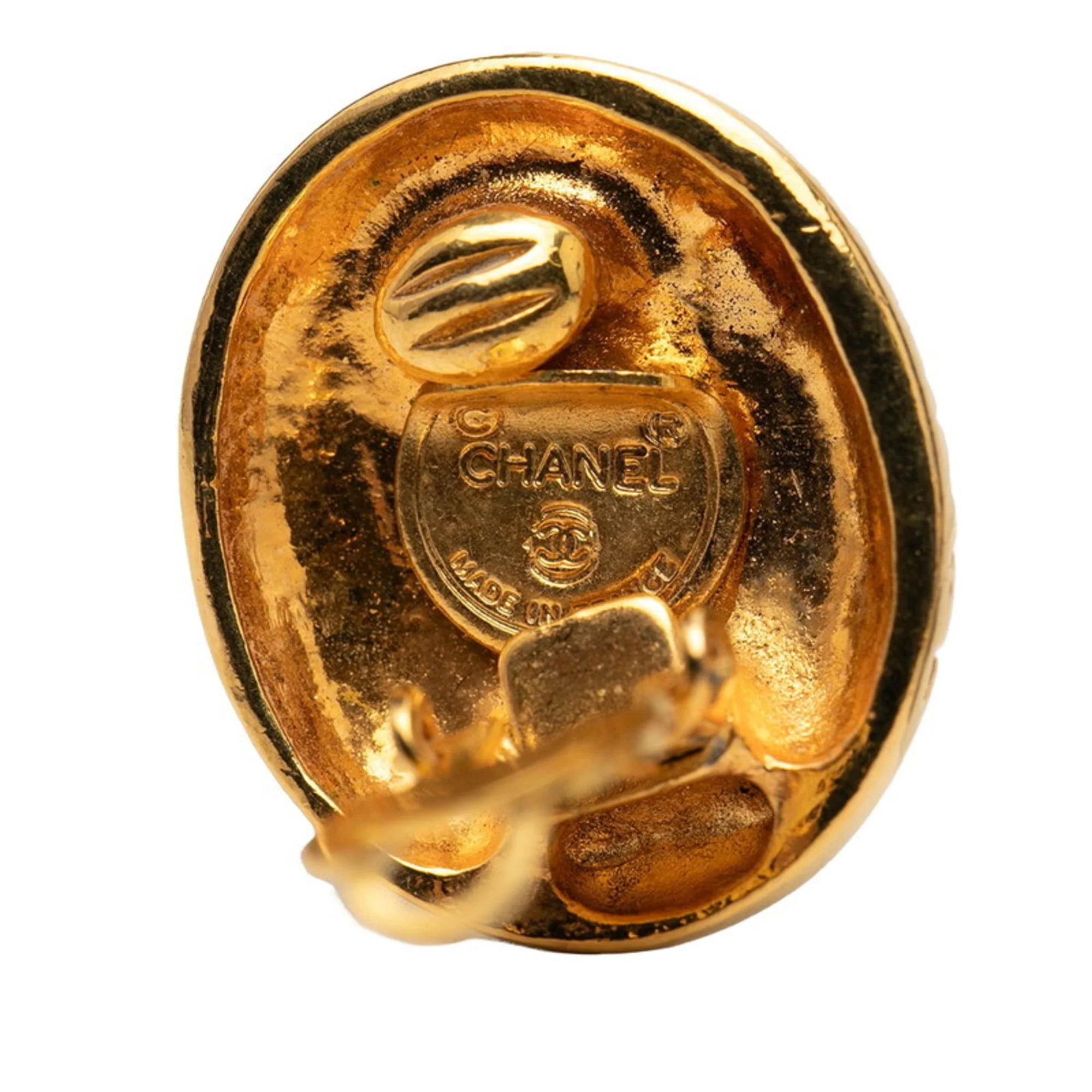 Vintage Clip-On Earrings Clip-On Gold-Tone Metal - Image 3