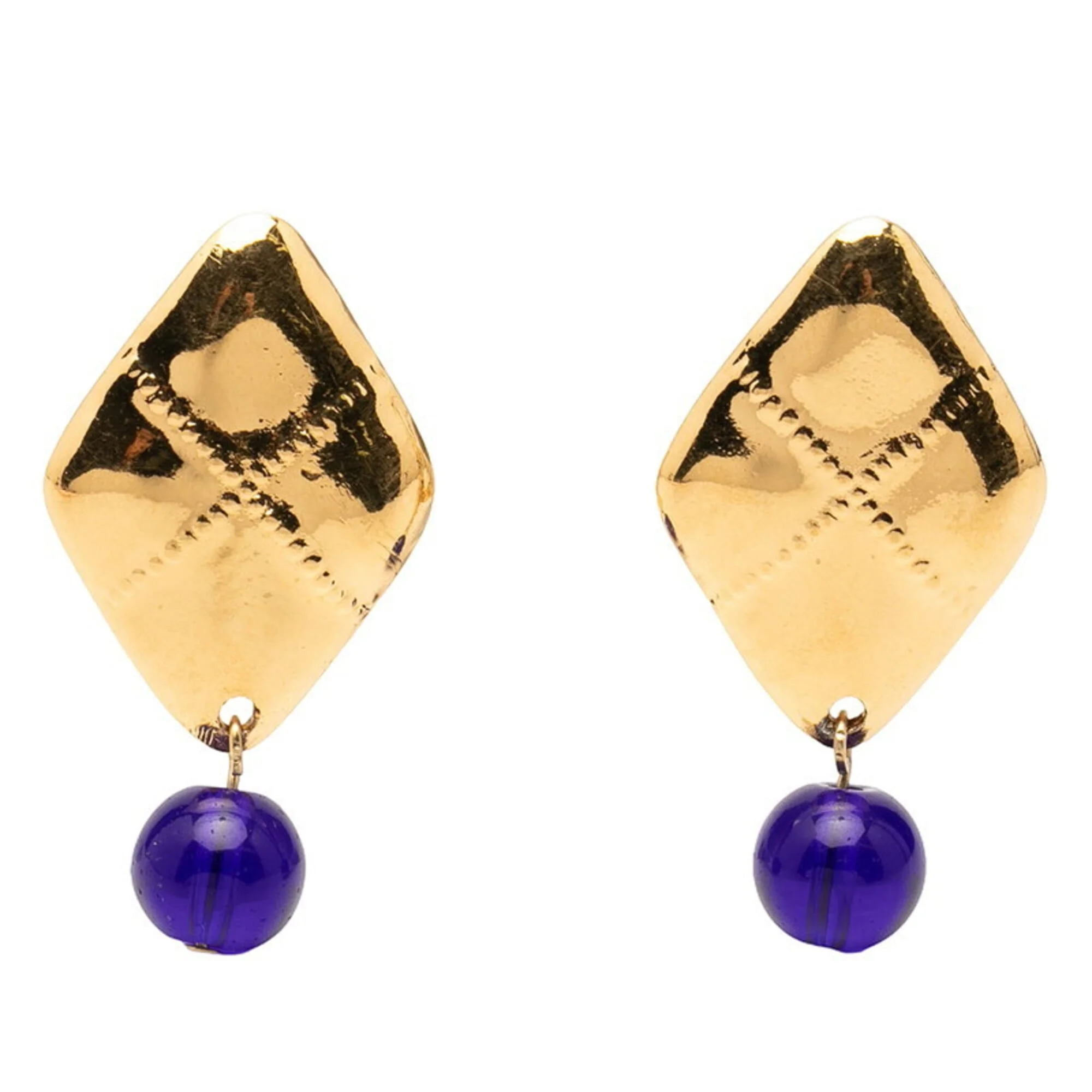Vintage Clip-On Earrings Clip-On Gold-Tone Metal - Image 2