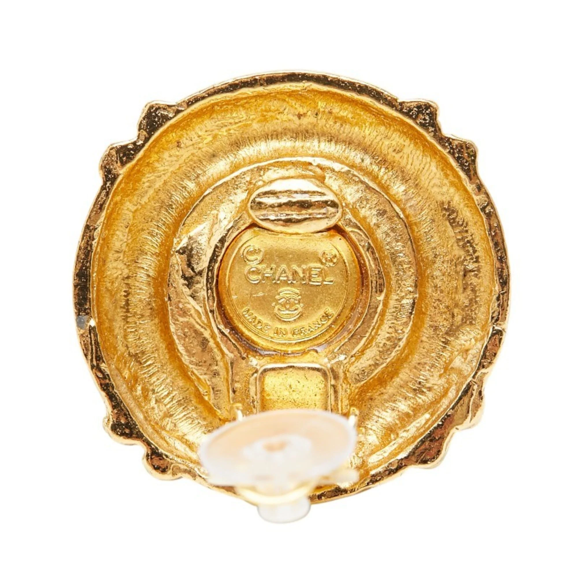 Vintage Clip-On Earrings Pearl Clip-On Gold-Tone Metal - Image 4