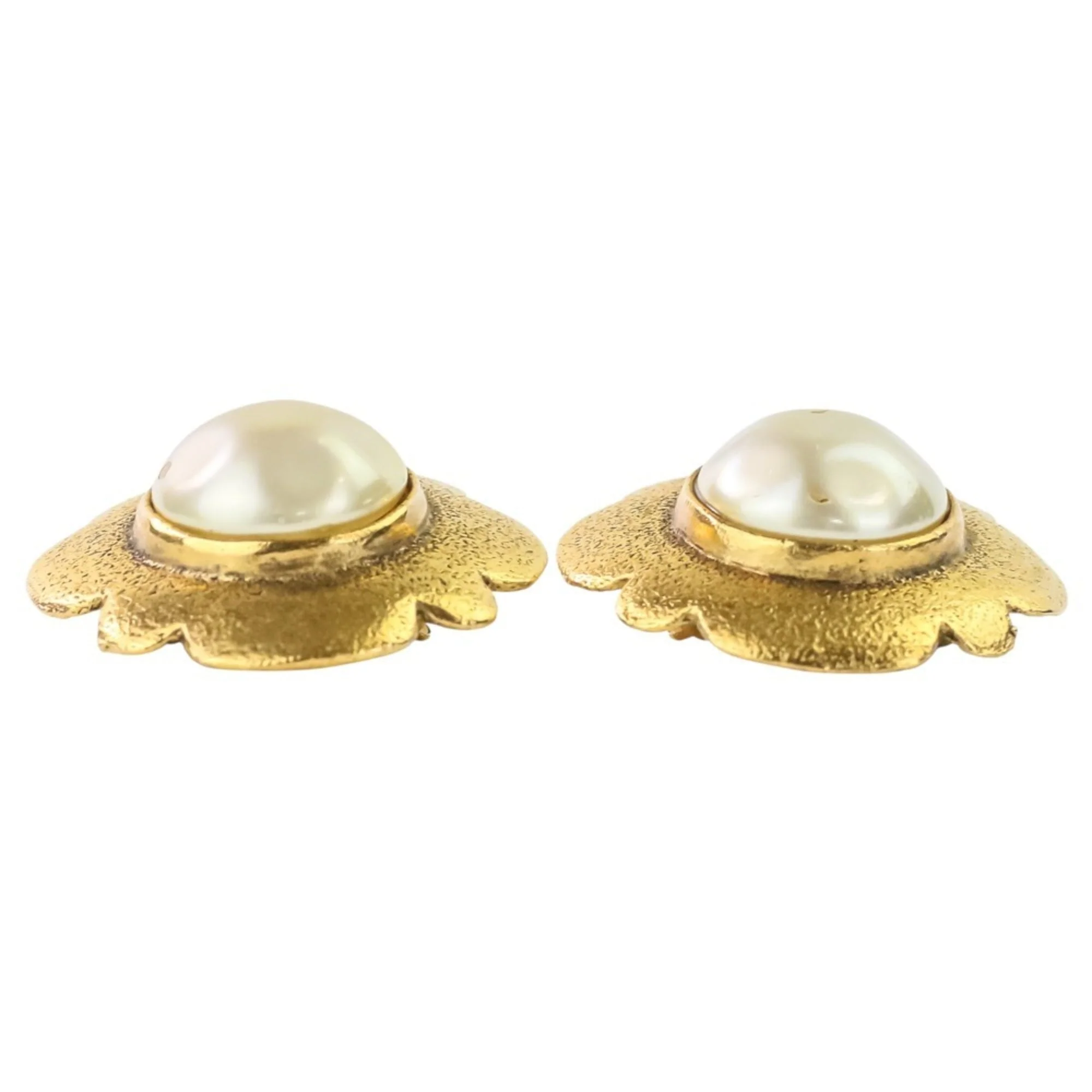 Vintage Clip-On Earrings Pearl Clip-On Gold-Tone Metal - Image 6