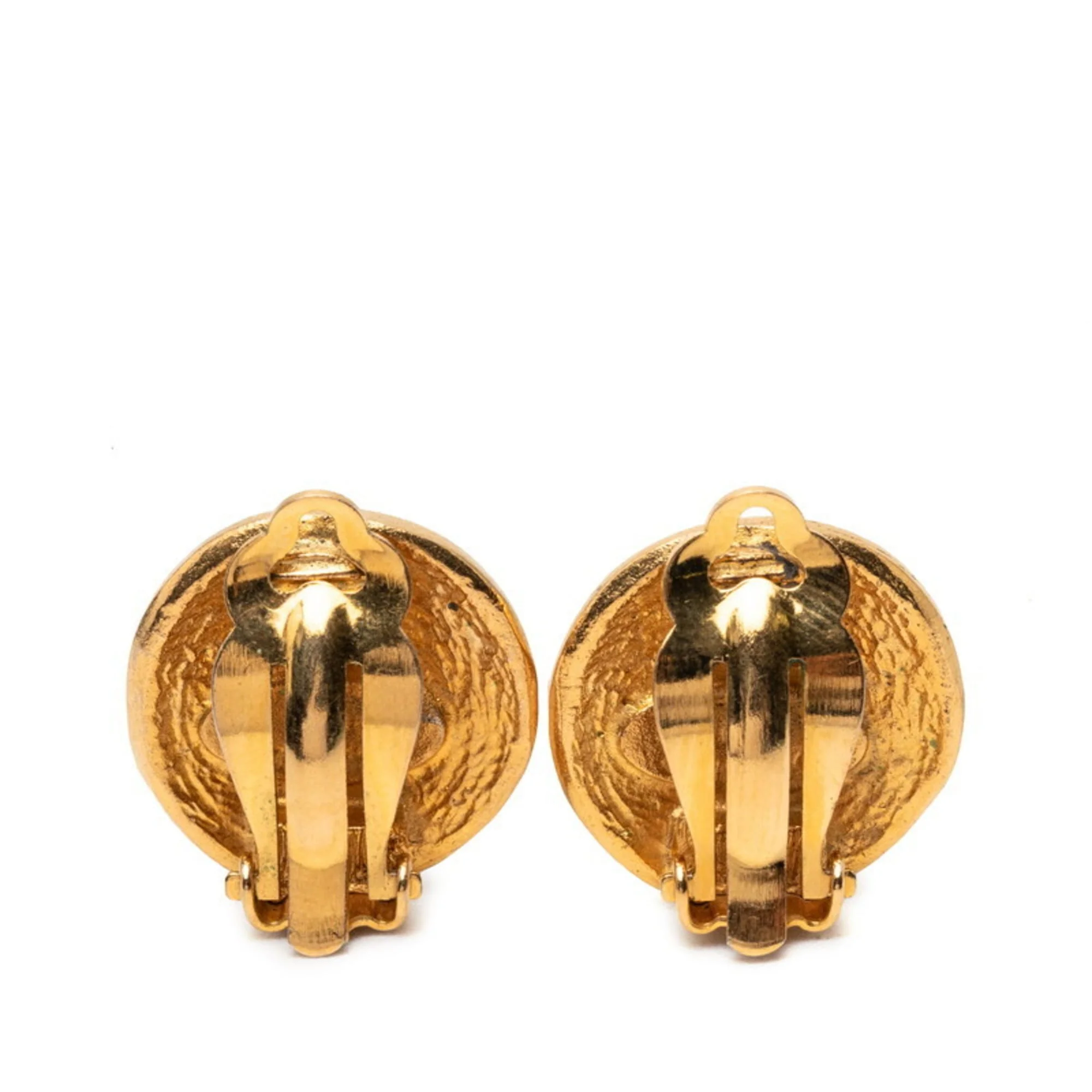 Vintage Earrings Logo Gold-Tone Metal - Image 2