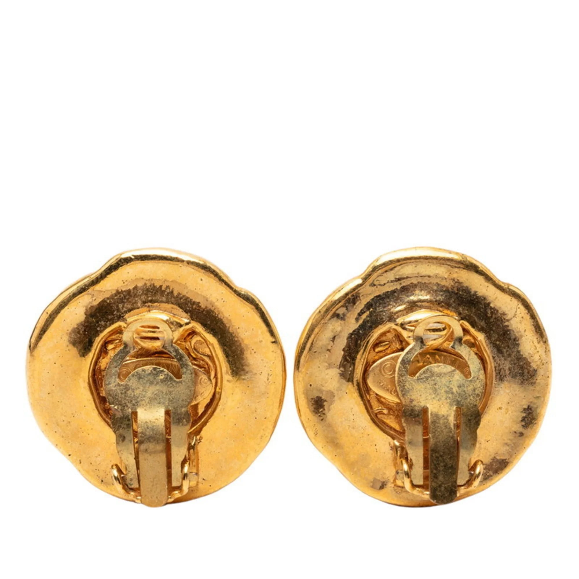 Vintage Earrings Logo Gold-Tone Metal - Image 2