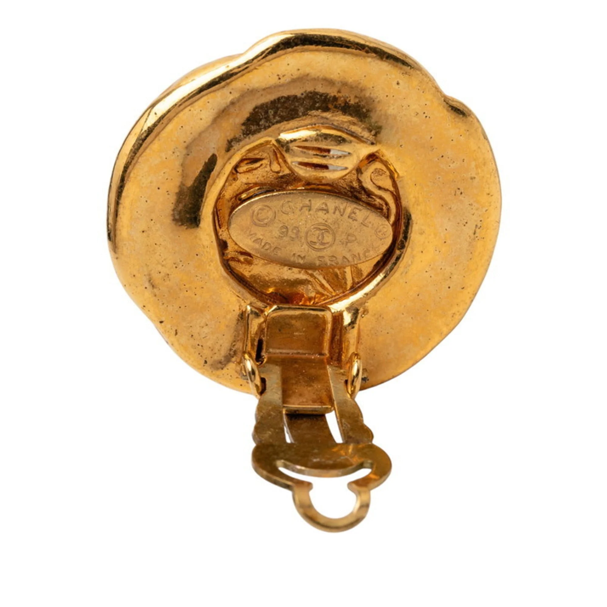 Vintage Earrings Logo Gold-Tone Metal - Image 3