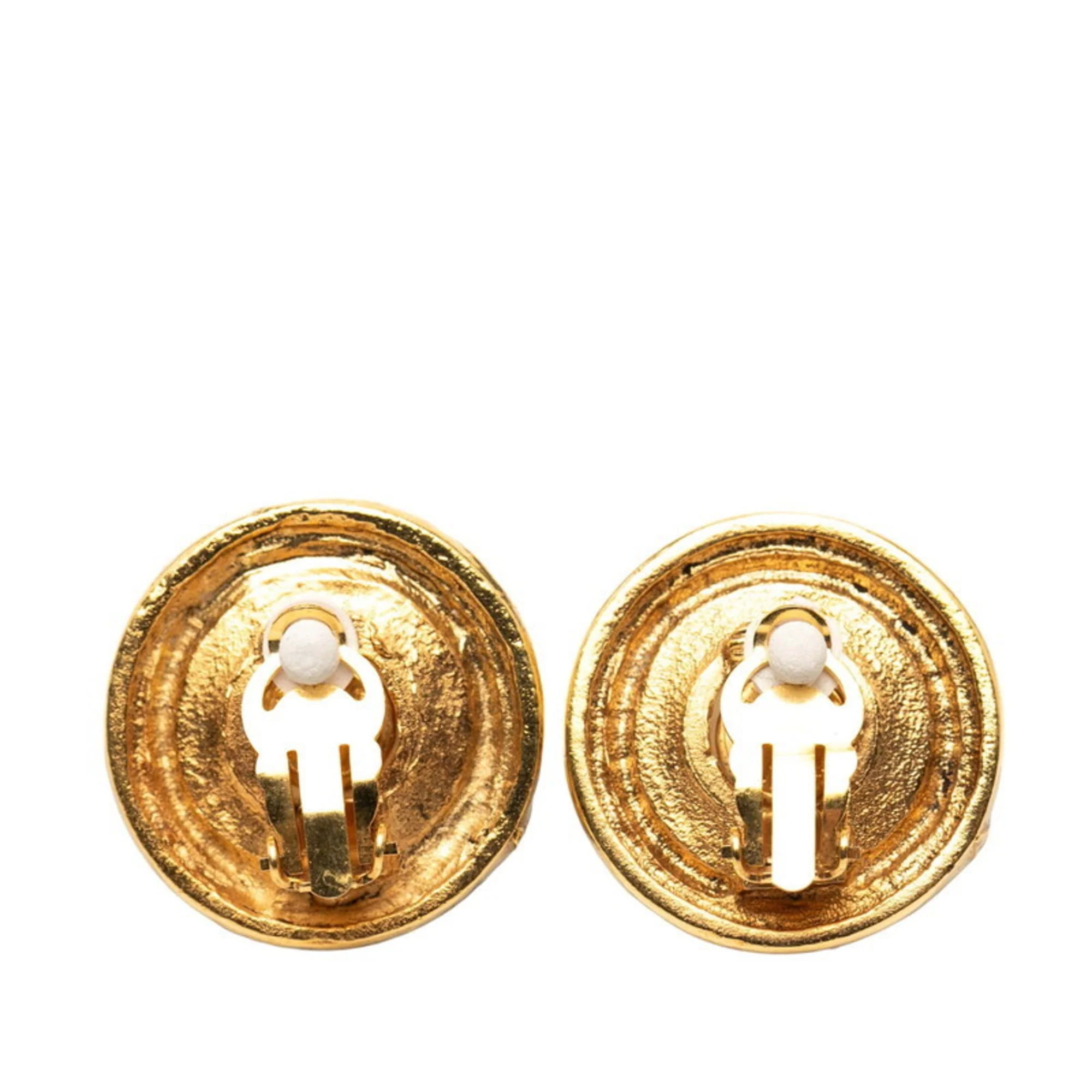 Vintage Earrings Pearl Gold-Tone Metal - Image 2