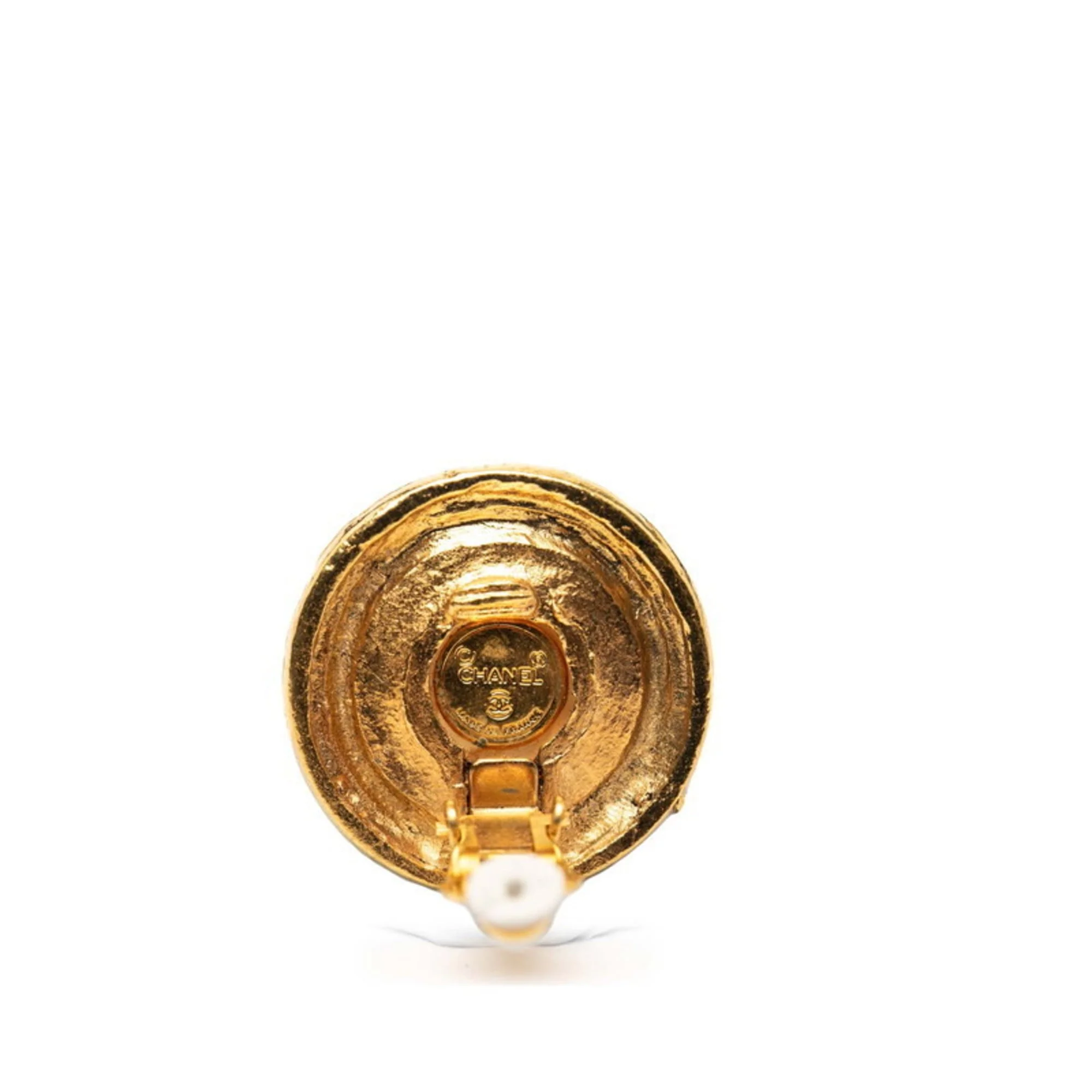 Vintage Earrings Pearl Gold-Tone Metal - Image 3