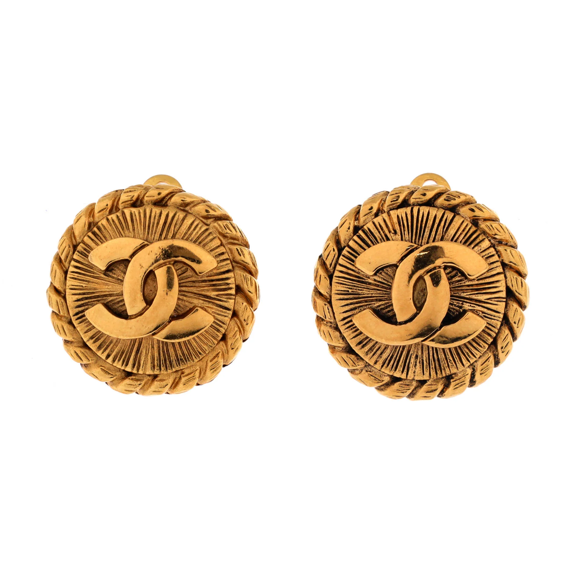 VIntage Radial CC Clip-On Earrings Metal
