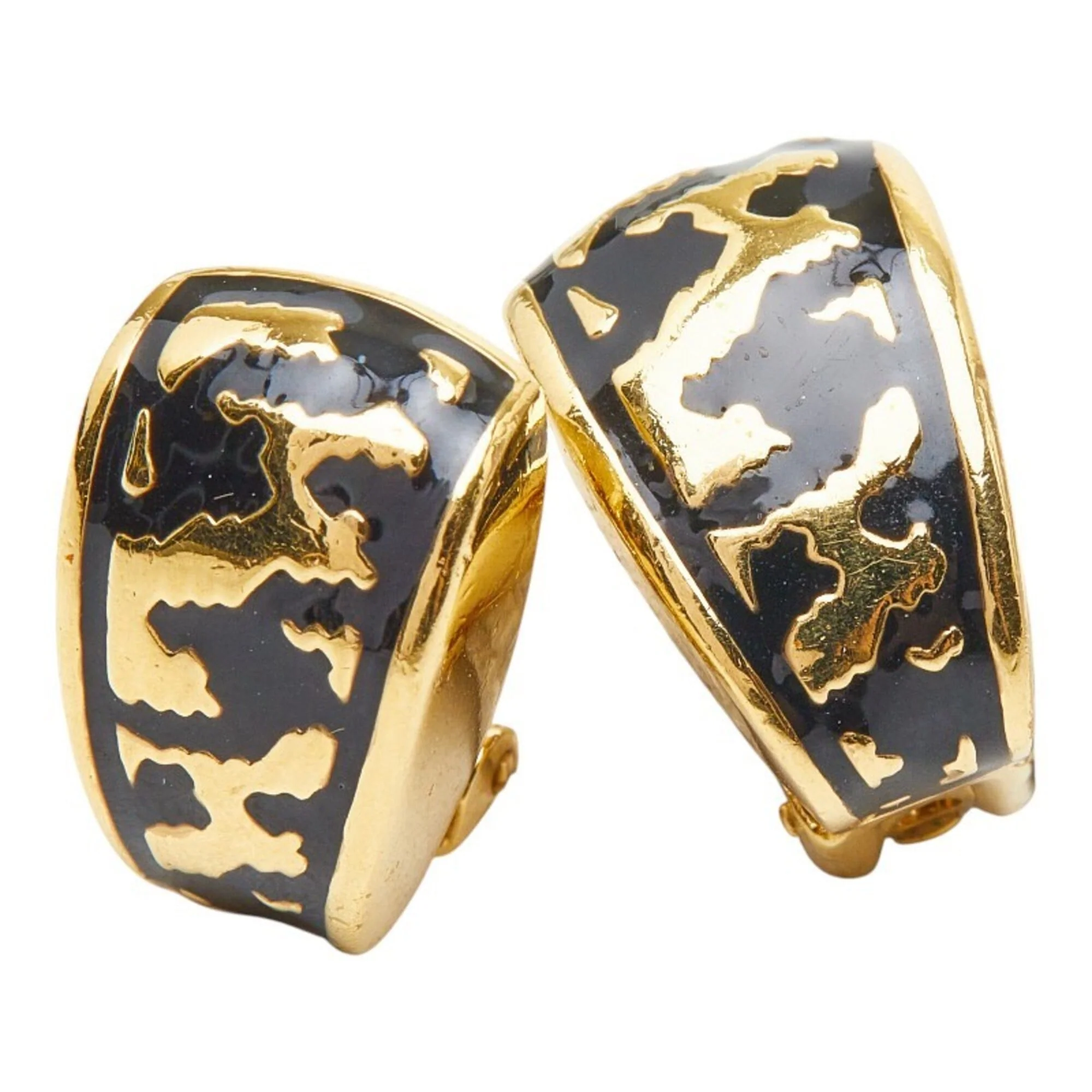 Clip-On Earrings Gold and Black Plated