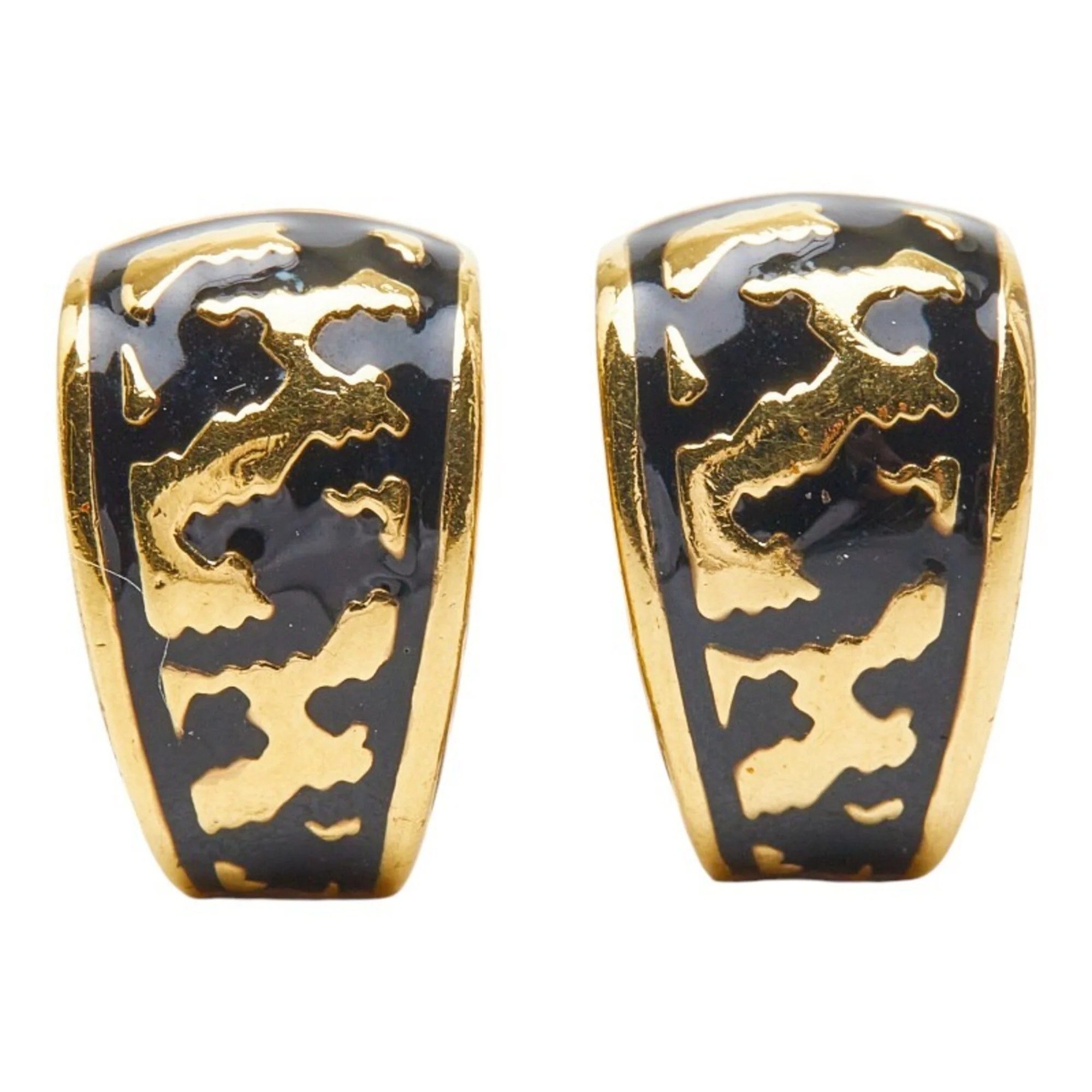 Clip-On Earrings Gold and Black Plated - Image 2
