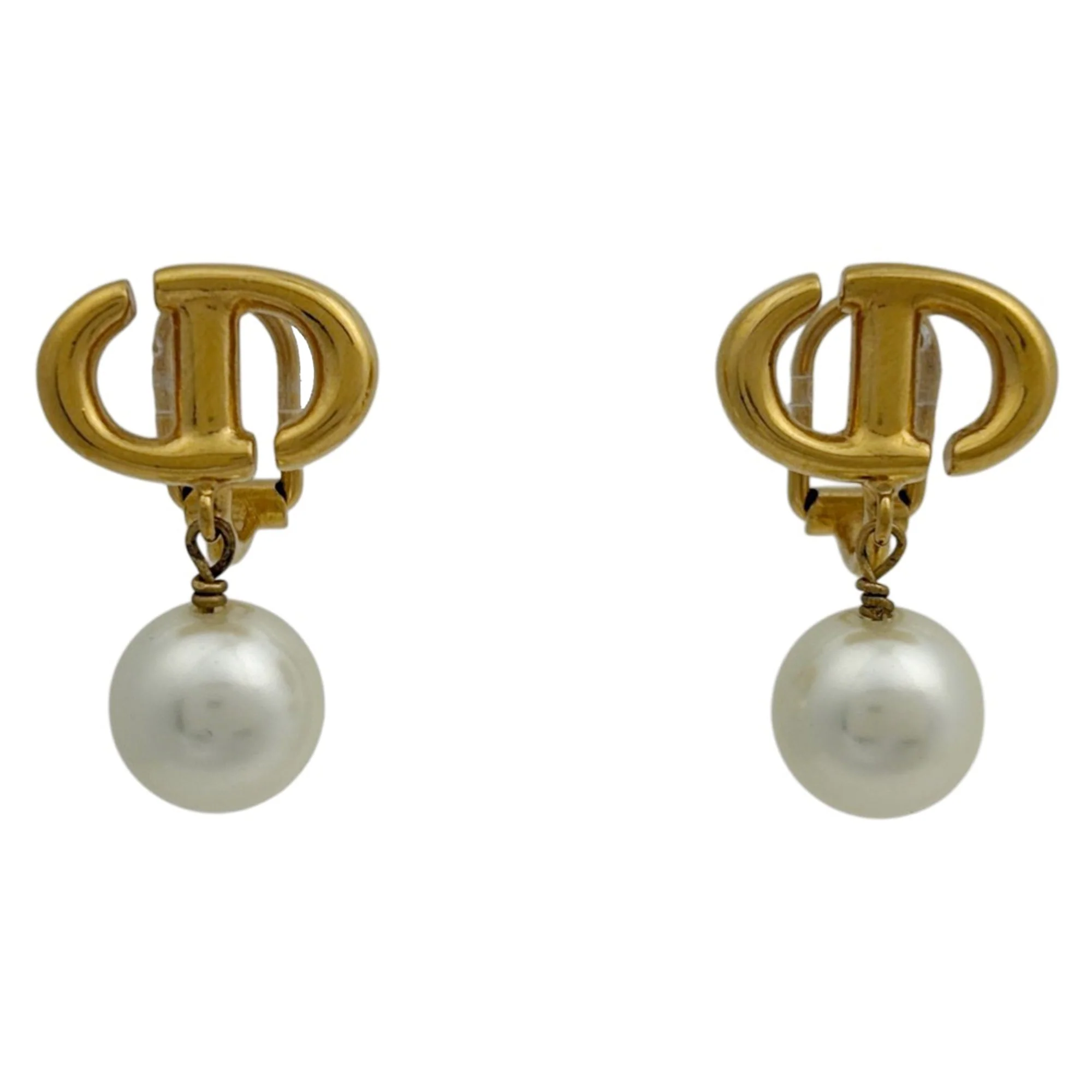 Clip-On Earrings Pearl Clip-On Gold-Tone Metal
