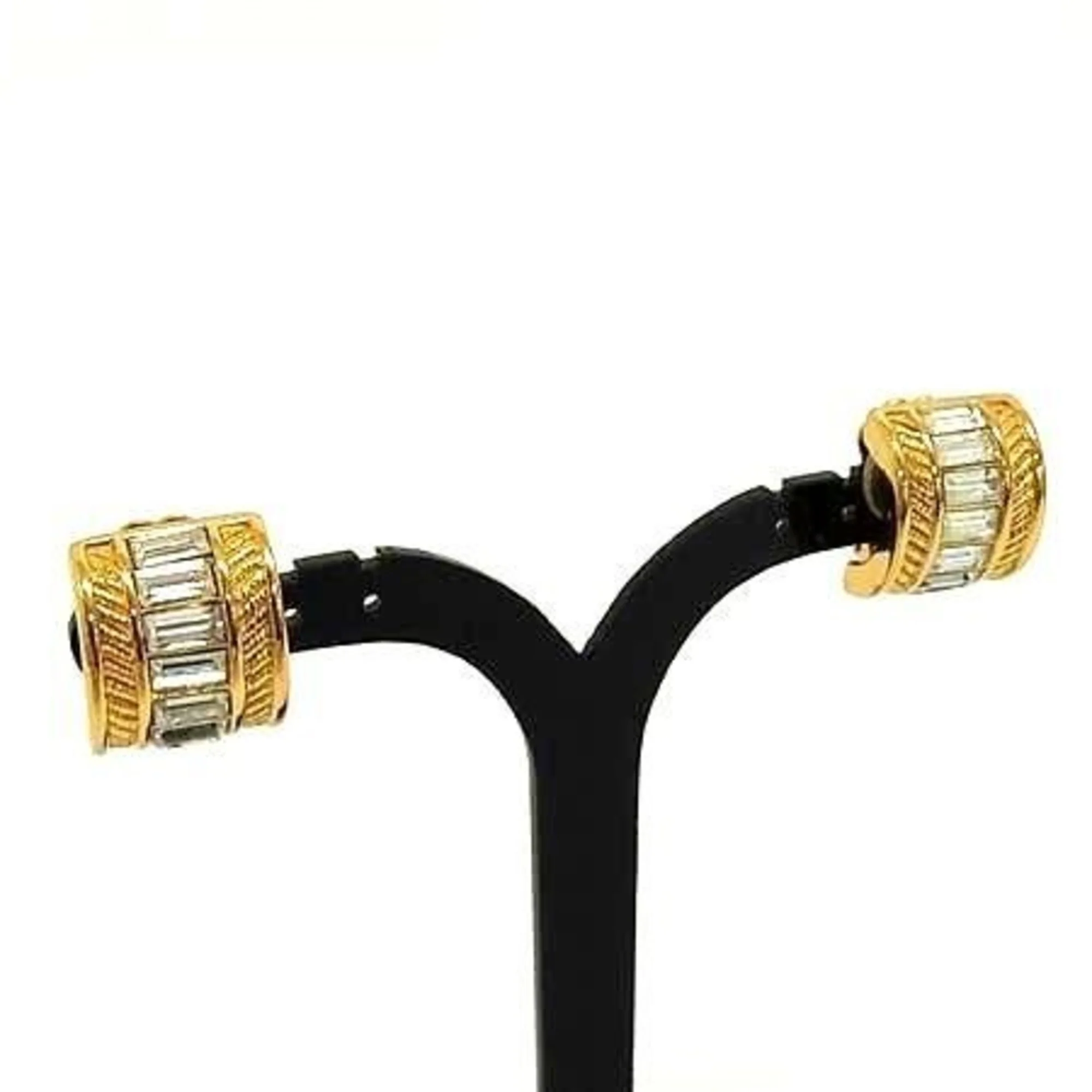 Clip-On Earrings Rhinestone Clip-On Gold-Tone Metal
