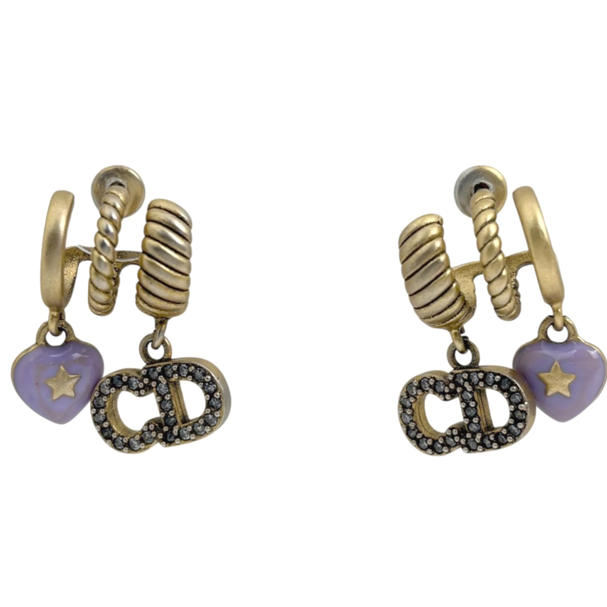 Earrings Rhinestone Gold-Tone Metal