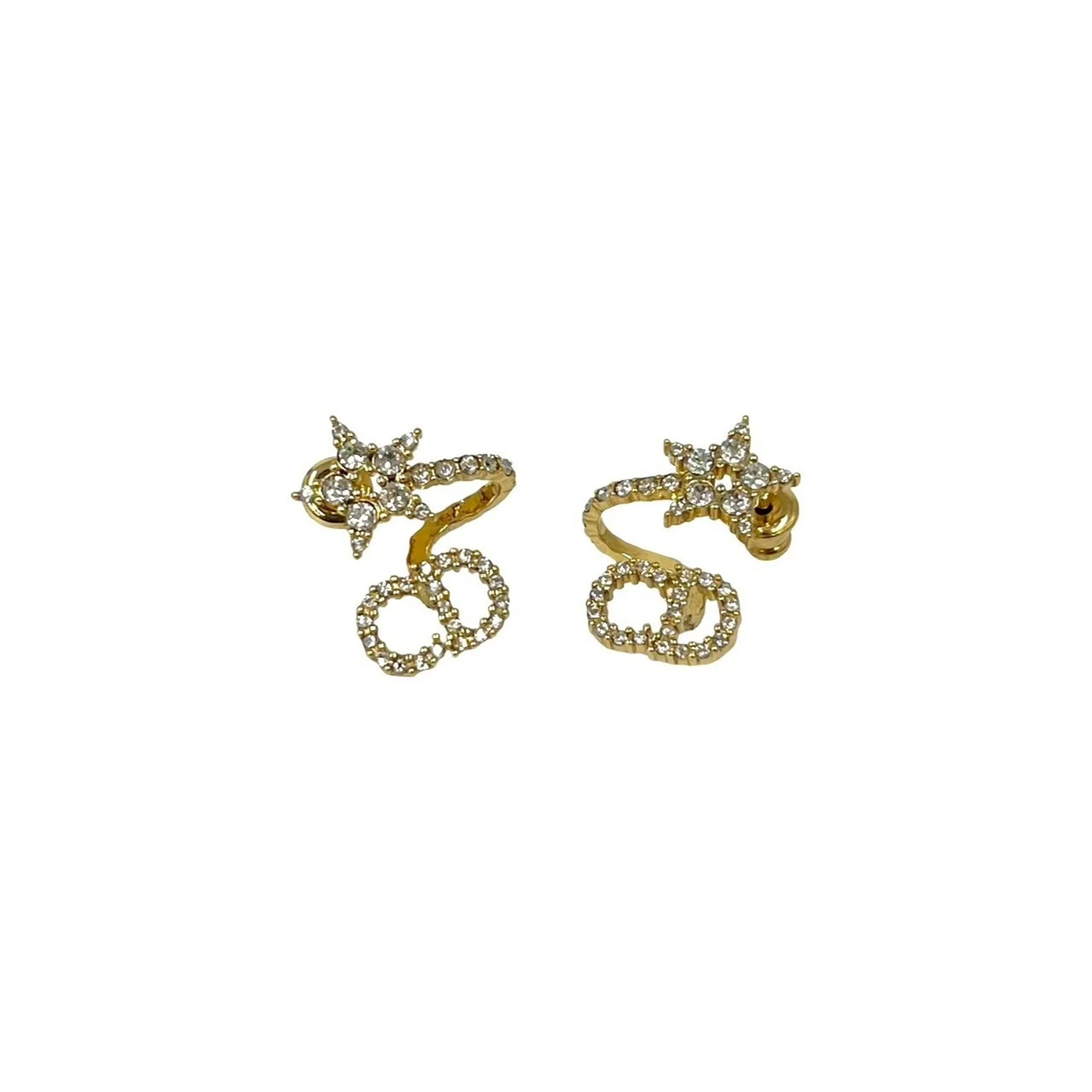 Rhinestone Earrings Gold and Rhinestone