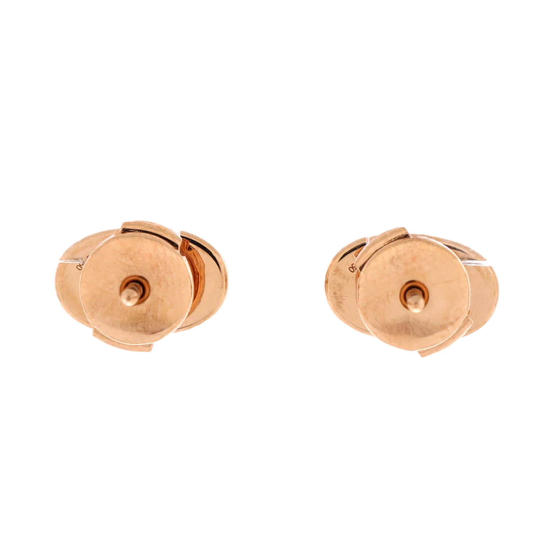 Chaine d'Ancre Contour Stud Earrings 18K Rose Gold and Diamonds - Image 3