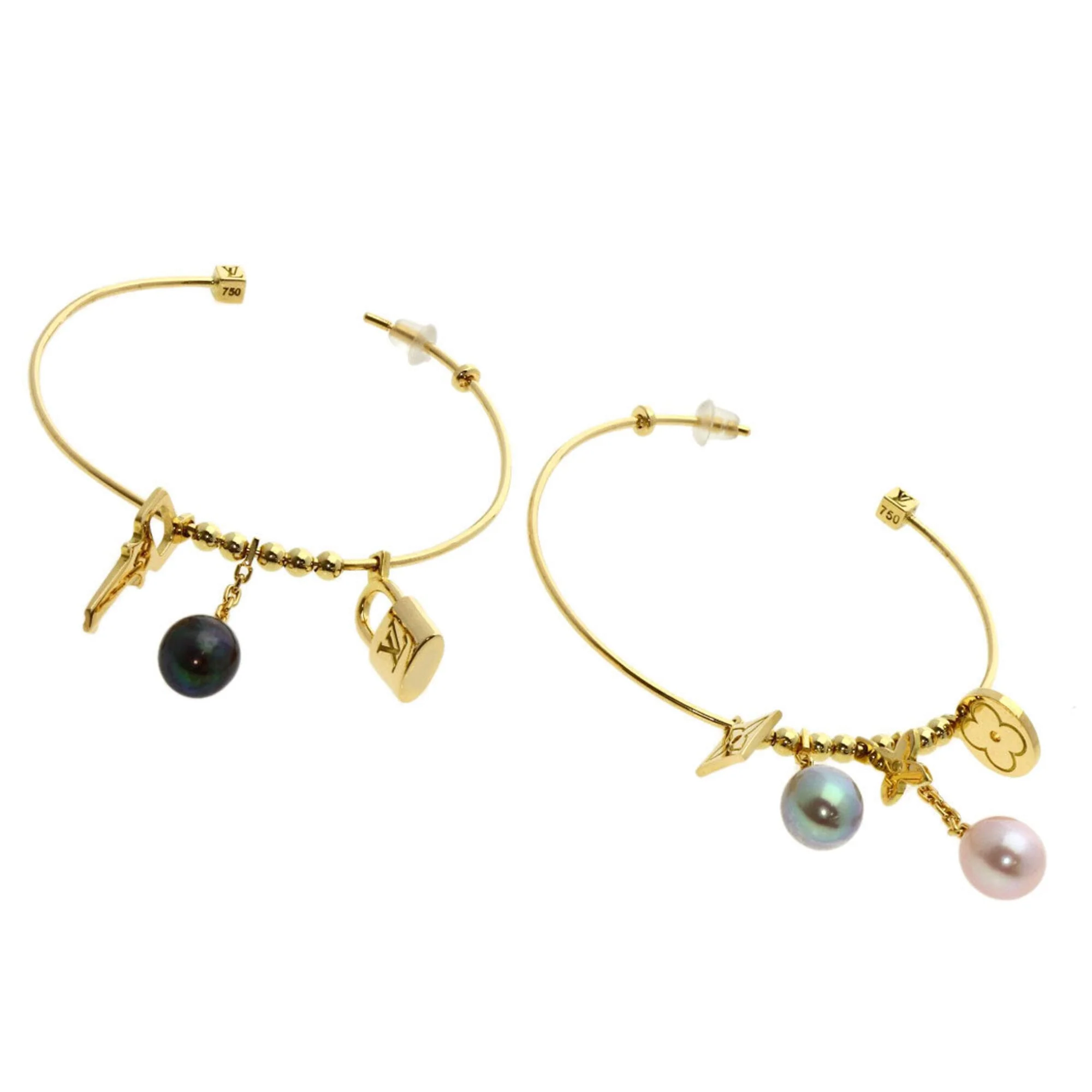 Earrings Pearl Hoop 18K Yellow Gold