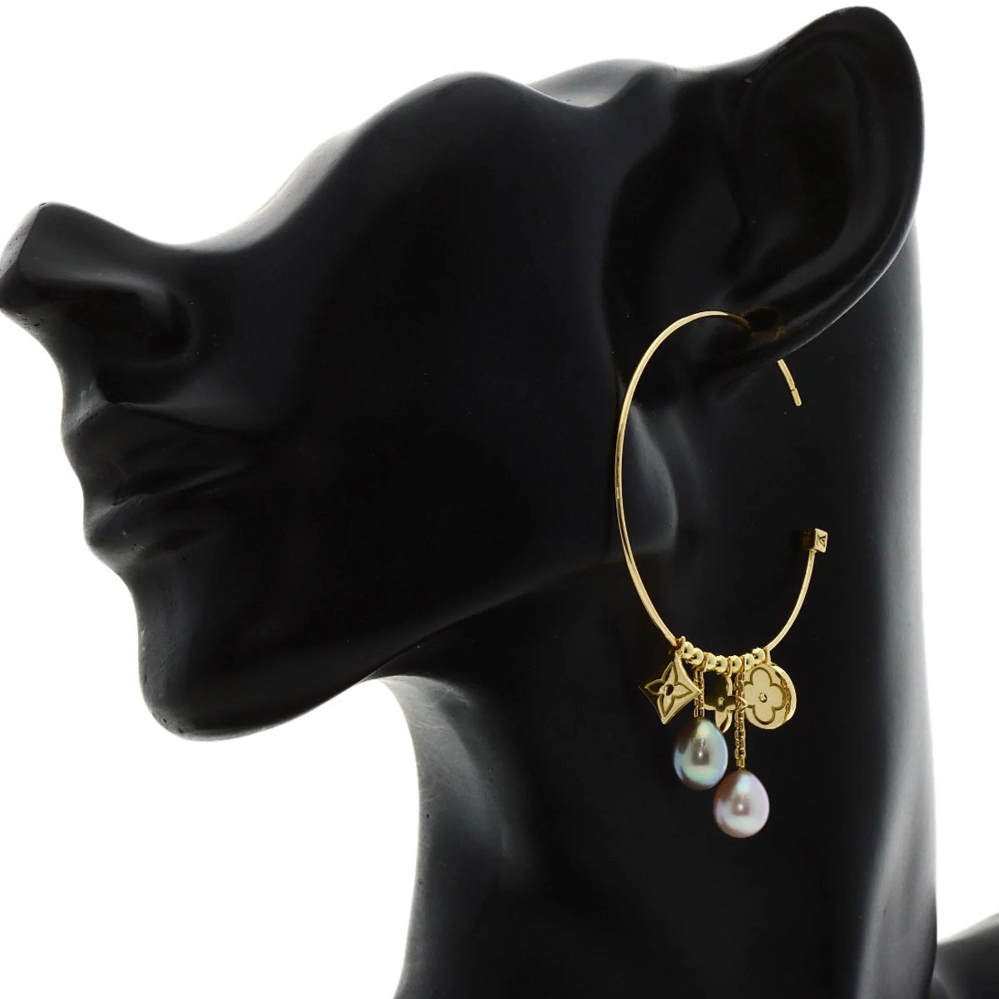 Earrings Pearl Hoop 18K Yellow Gold - Image 8