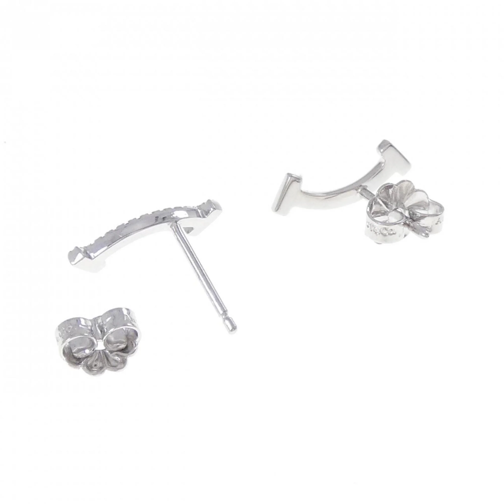 T Smile Pendant Necklace 18K White Gold with Diamonds Earrings 18K White Gold - Image 3
